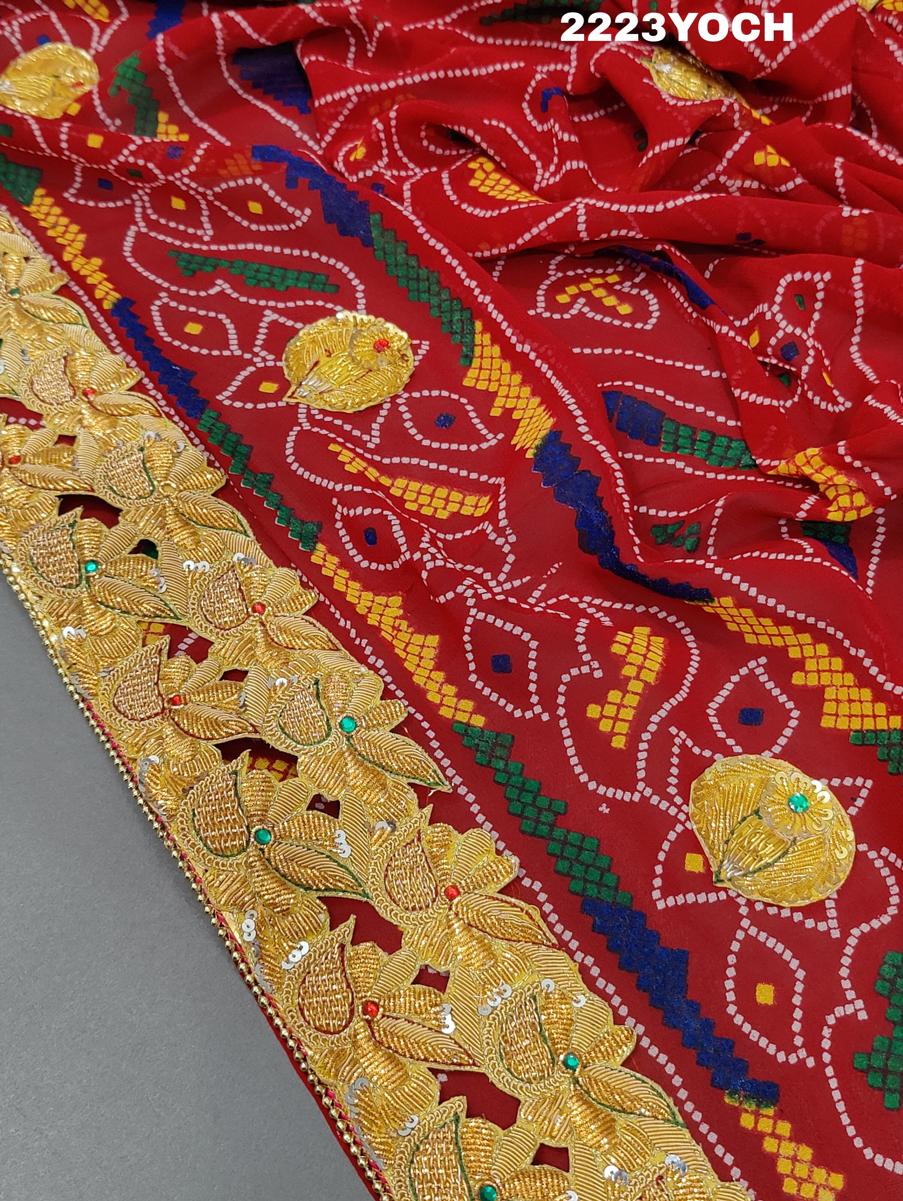 KcPc New Belbutti Pure Georgette Marwadi Odhna Chunri KcPc