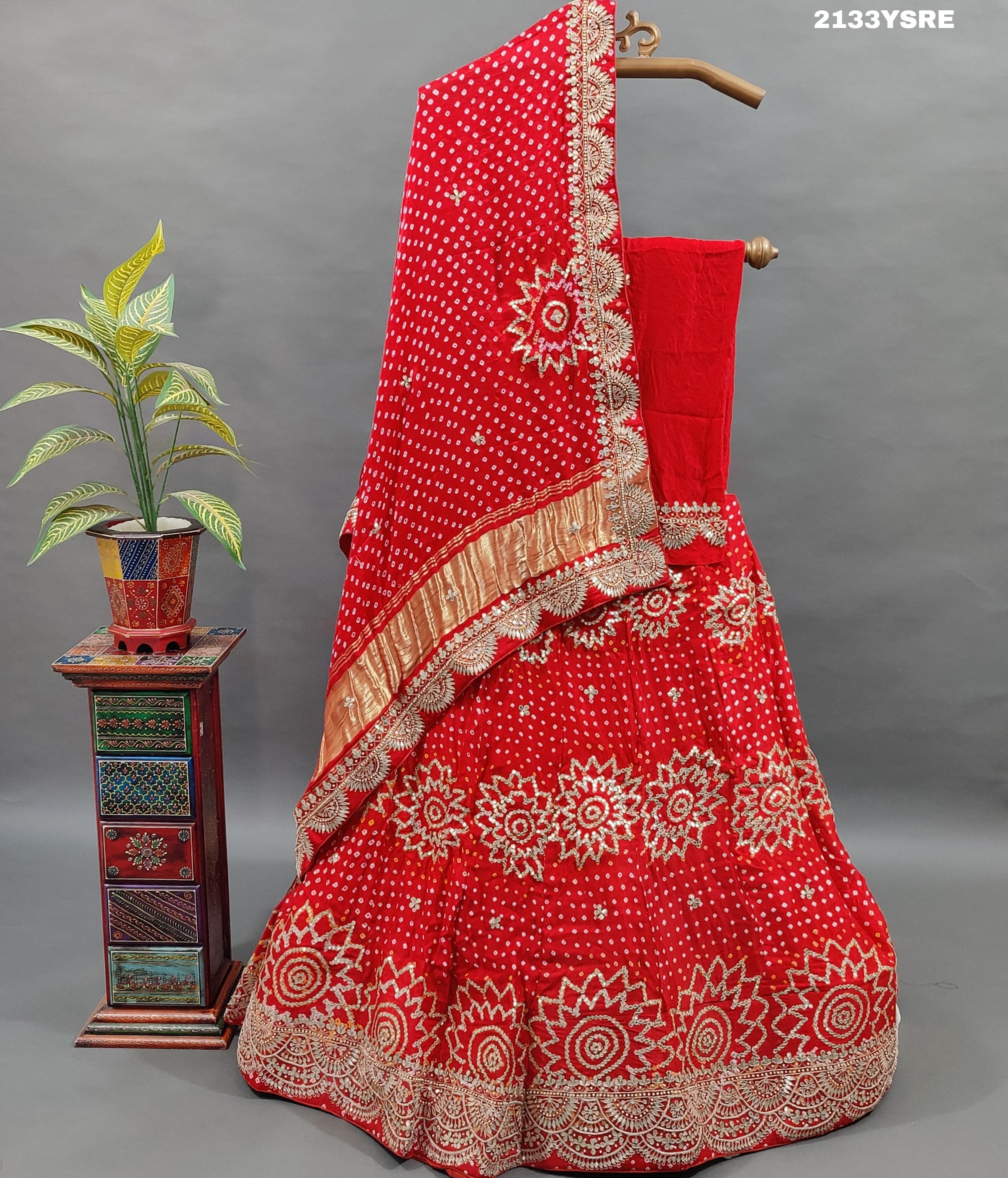 KcPc New Gaji Silk Bandhani Style With Gotapatti Work Lehenga SATIS