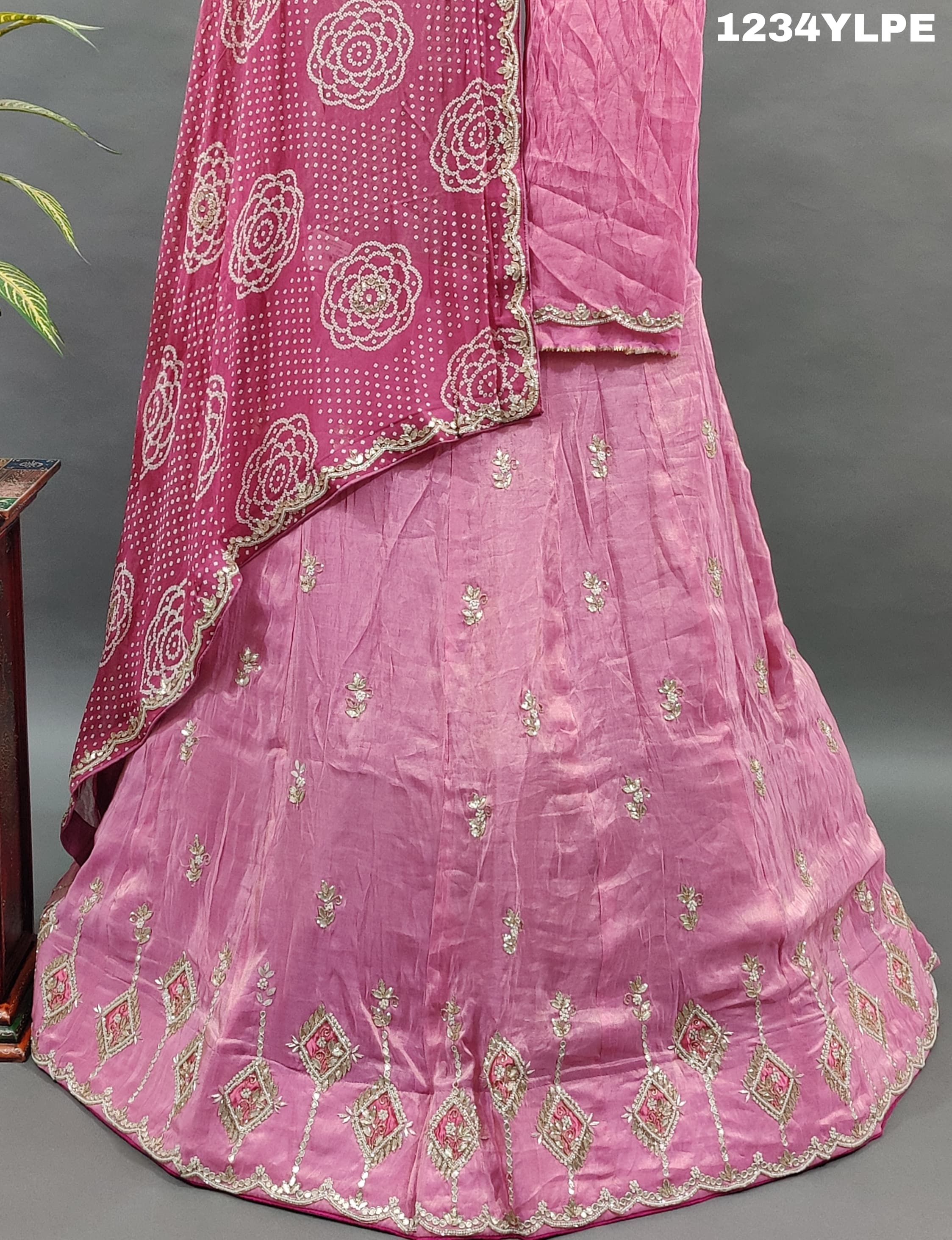 KcPc New Upada silk Georgette dupatta Cutdana Gotapatti Work Lehenga MAD