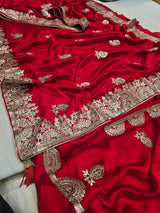KcPc New Special Satin Crape Silk Bollywood With Gotapatti or Zarkan Mix Work Saree AMT