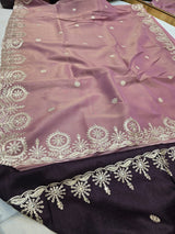KcPc Beautiful Pure viscose tissue Designer With Codding Zari Pittan Work Saree AMT