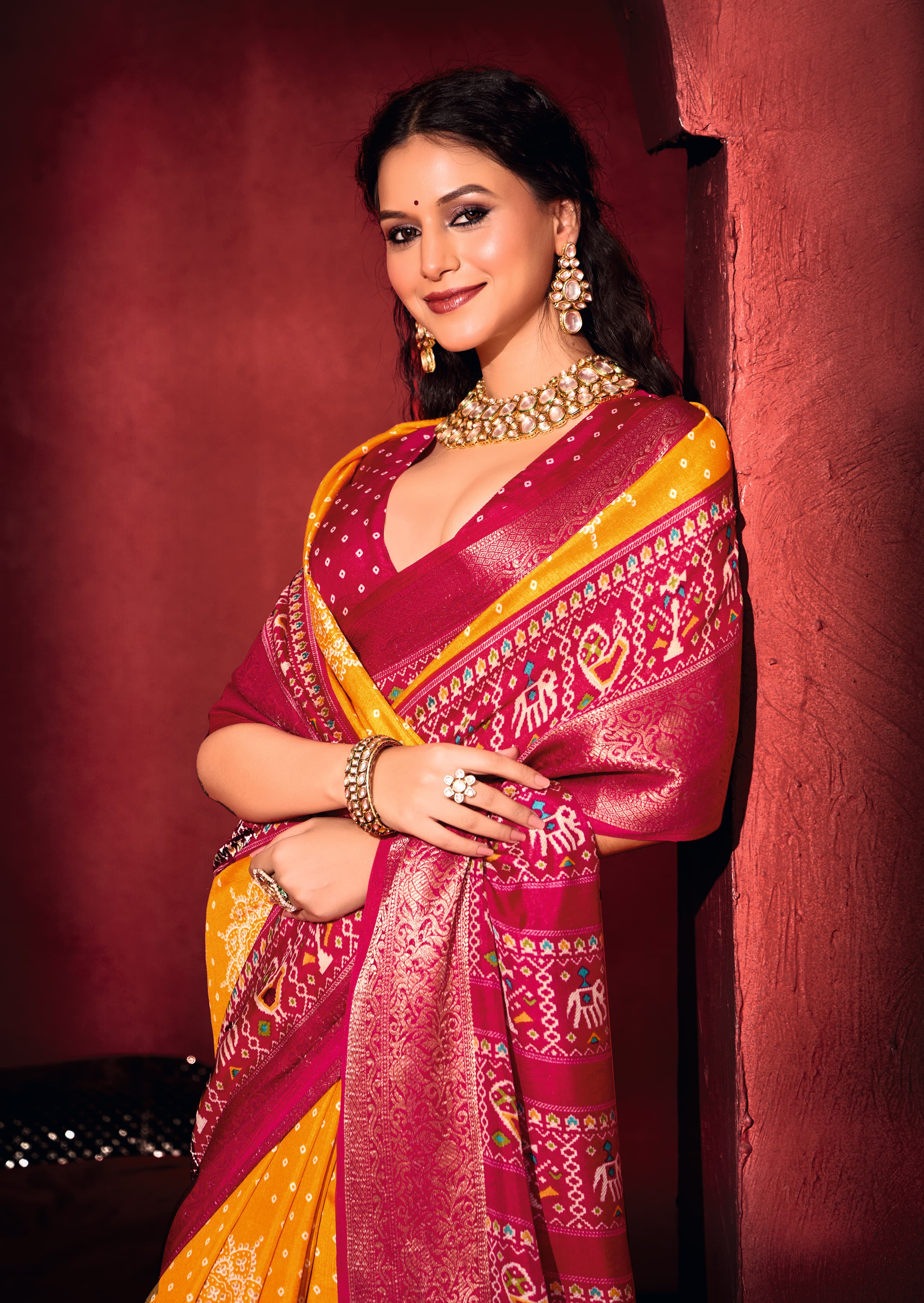 KcPc Latest Pashmina Silk Bandhani Potol Print Saree STR