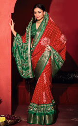 KcPc New Pashmina Silk Bandhani Potol Print Saree STR
