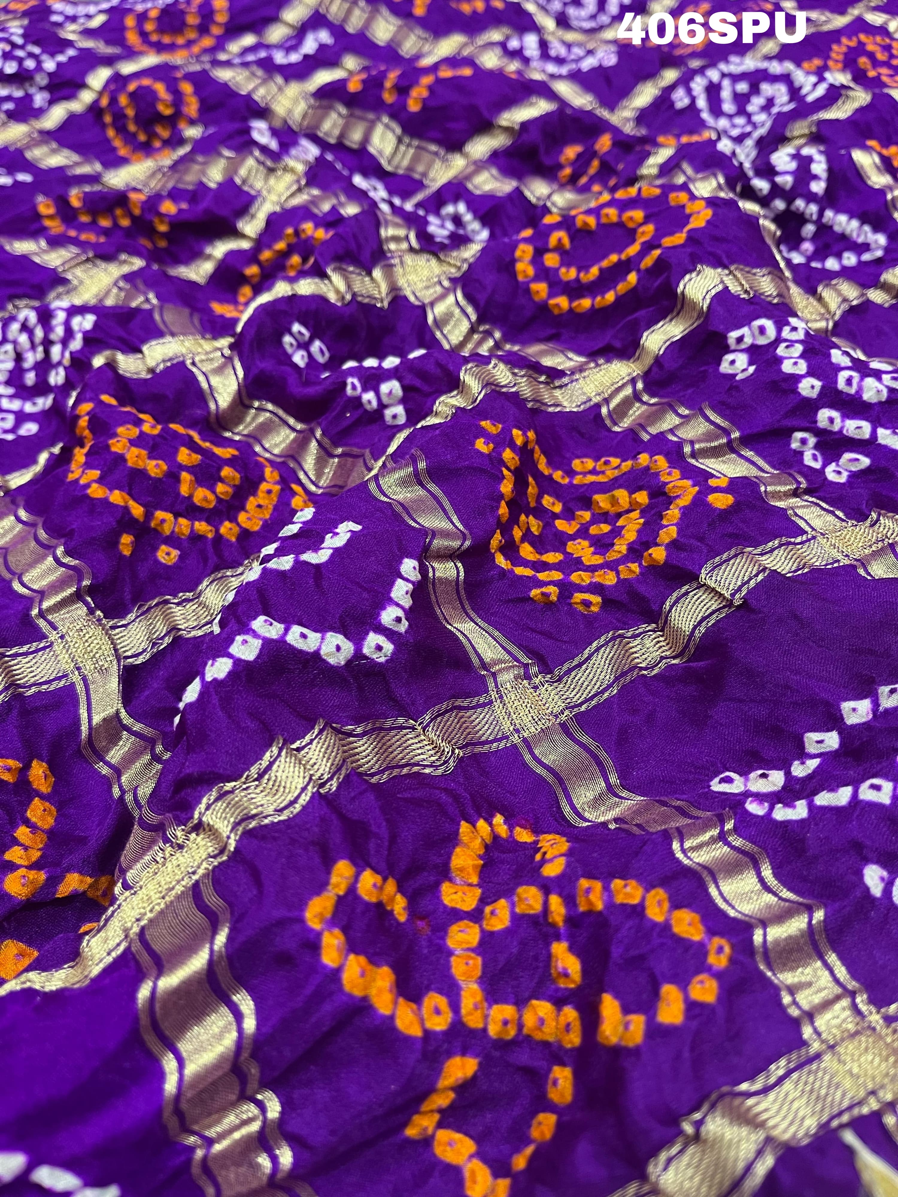 By New Latest Pure Gaji Silk Bandhani Ghatchola Gotapatti Saree