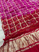 KcPc New Pure Gaji Silk Bandhani Gaji Ghatchola Checks Dupatta