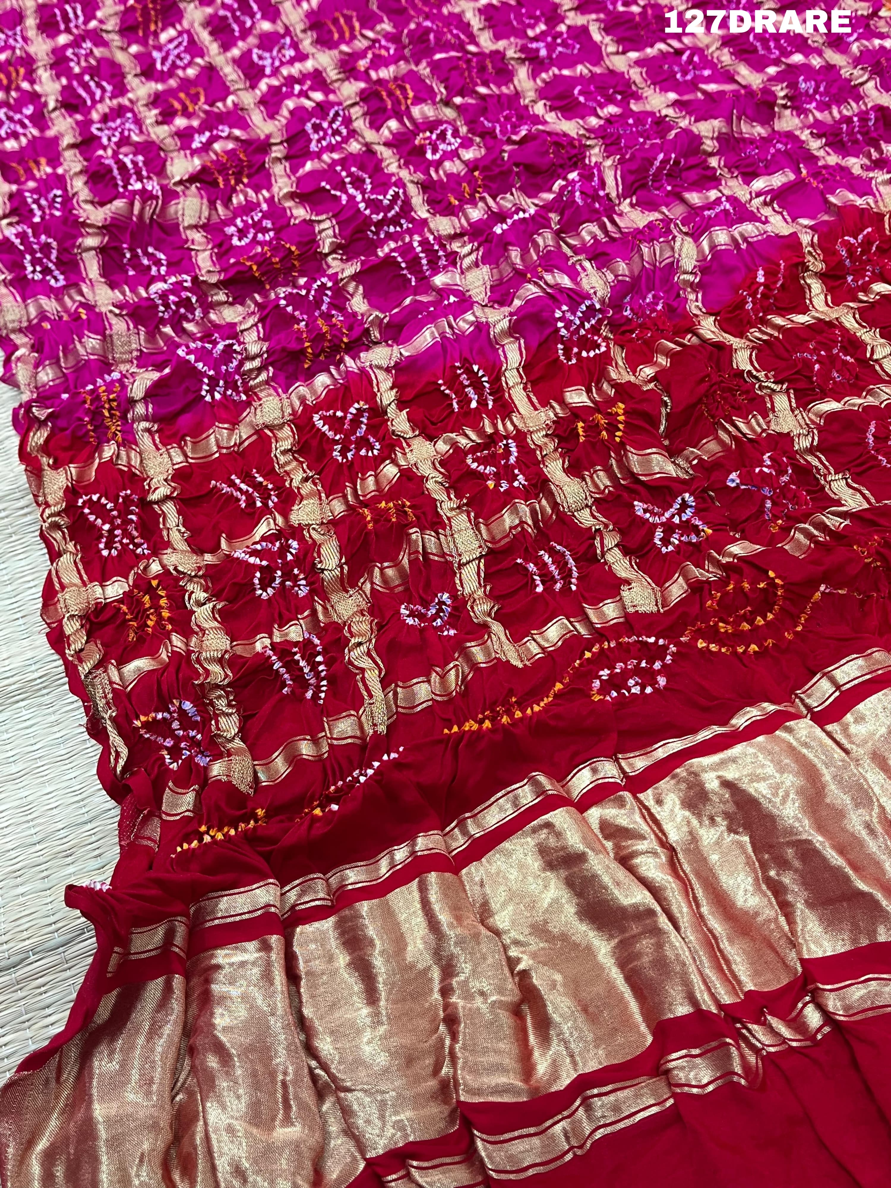 KcPc New Pure Gaji Silk Bandhani Gaji Ghatchola Checks Dupatta
