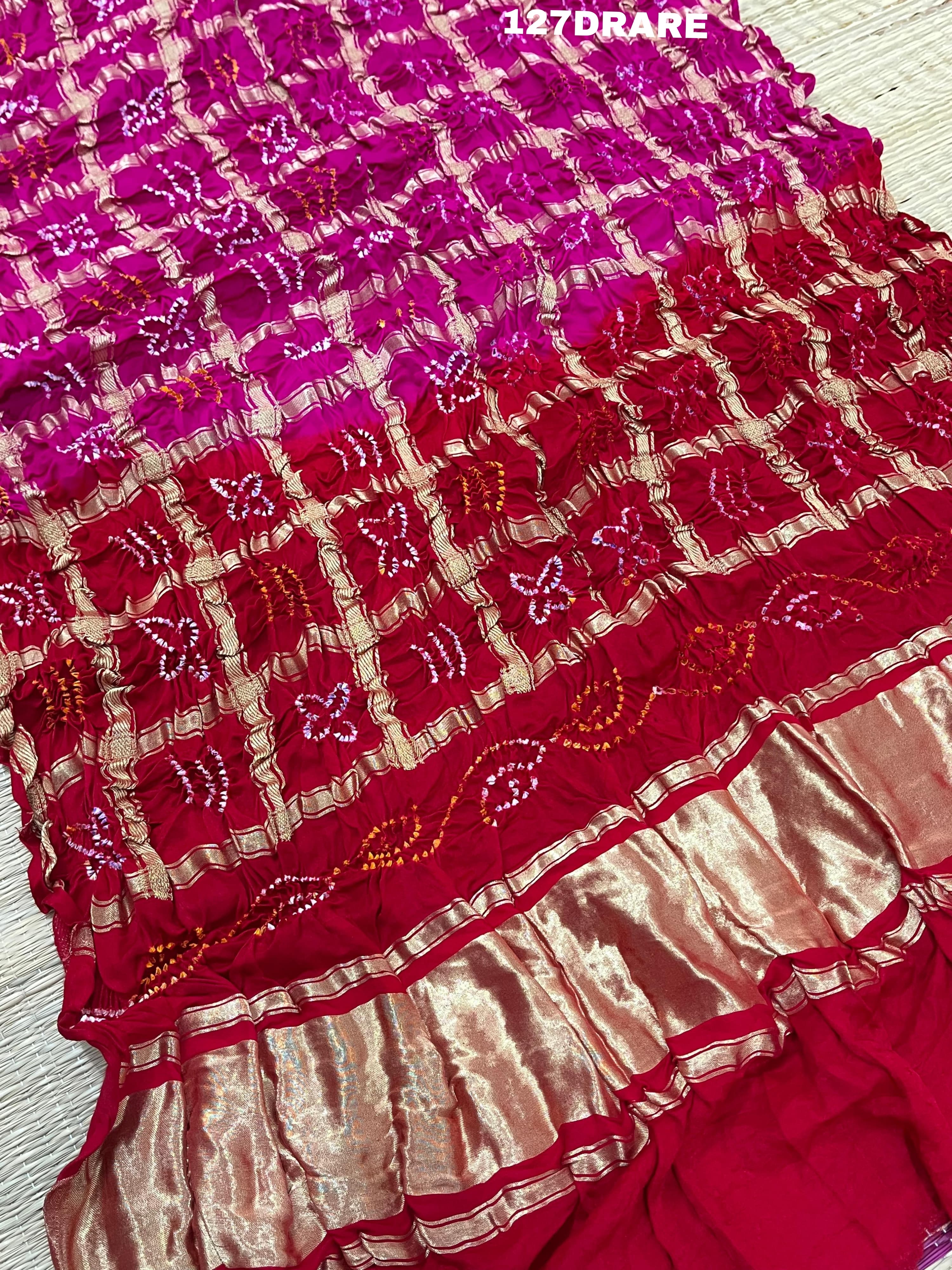 KcPc New Pure Gaji Silk Bandhani Gaji Ghatchola Checks Dupatta