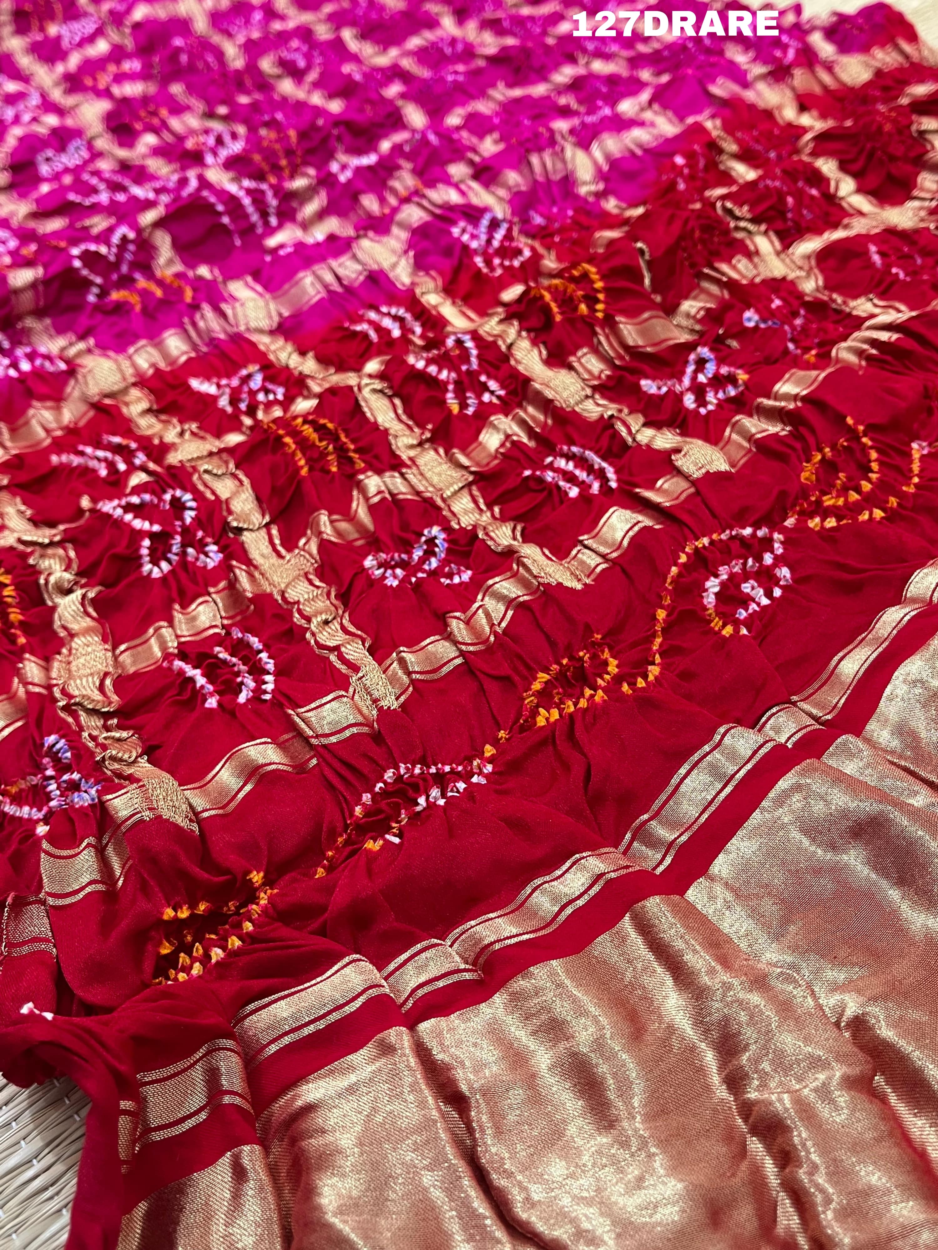 KcPc New Pure Gaji Silk Bandhani Gaji Ghatchola Checks Dupatta