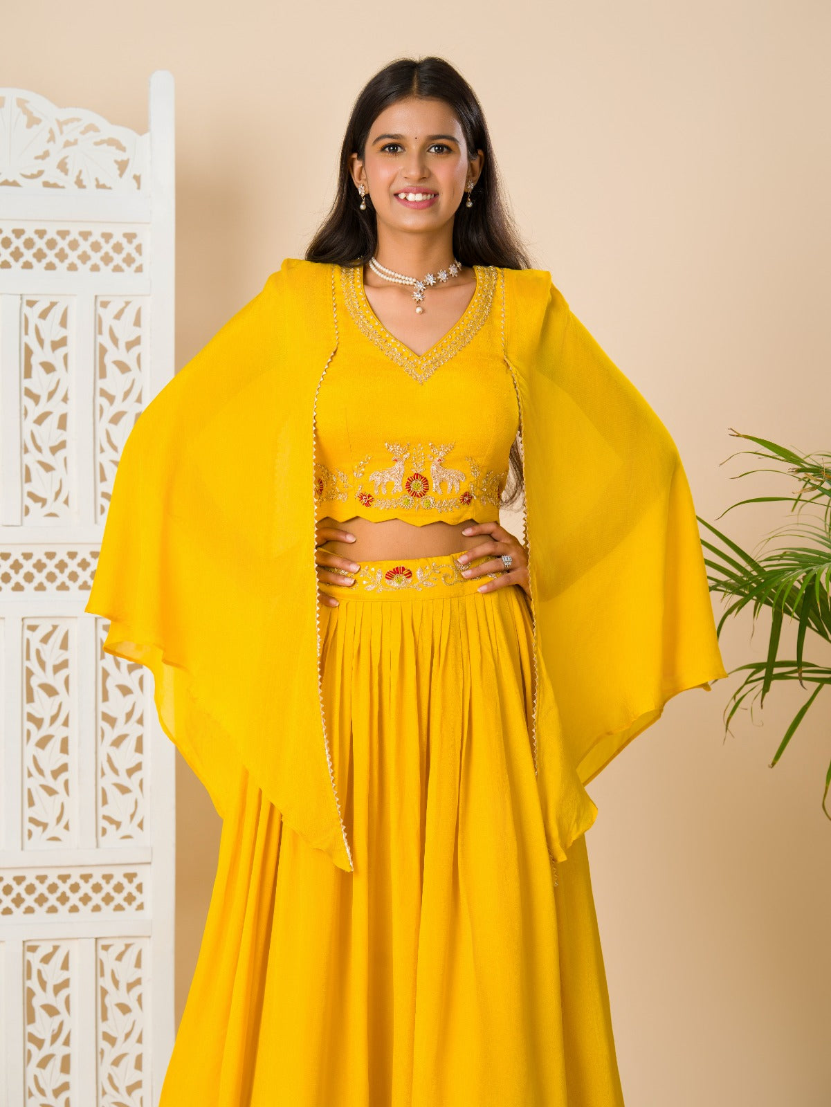 KcPc Latest Georgette Fabric Cutdana kashida work indo western Dress MUL