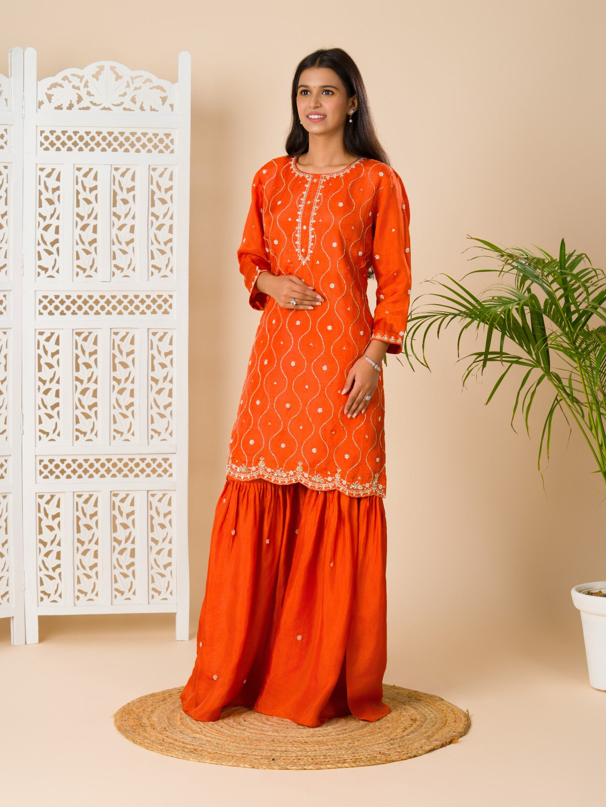 KcPc New Beautiful Crap Silk BollywoodCutdana workindo western Dress MUL