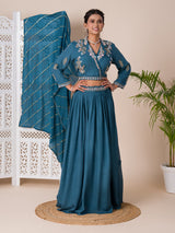KcPc New H O silk Crop Top Style With Kashida Cutdana Work indo western Dress MUL