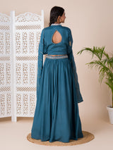 KcPc New H O silk Crop Top Style With Kashida Cutdana Work indo western Dress MUL
