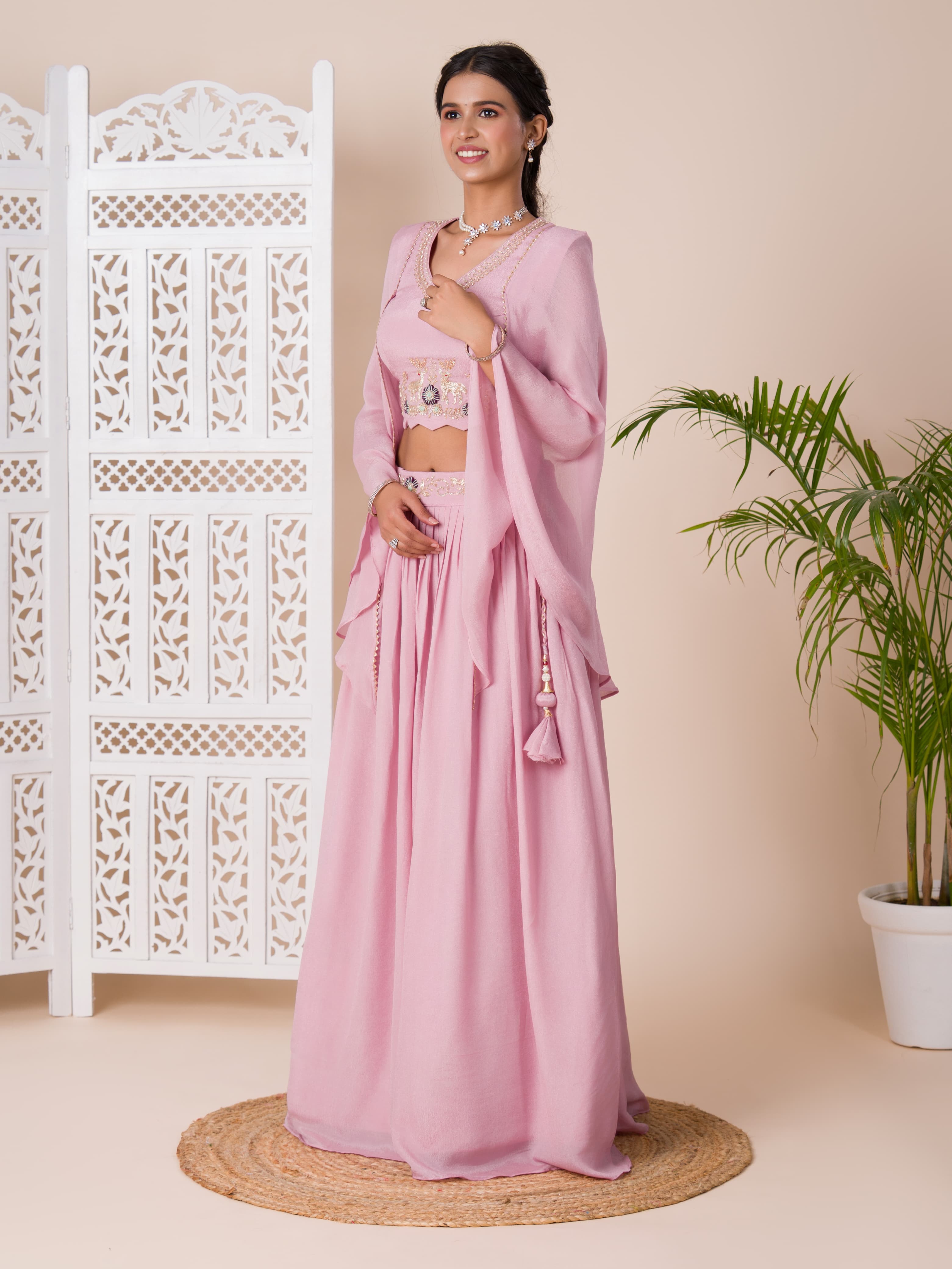 KcPc New Crap Silk Bollywood Cutdana kashida work indo western Dress MUL