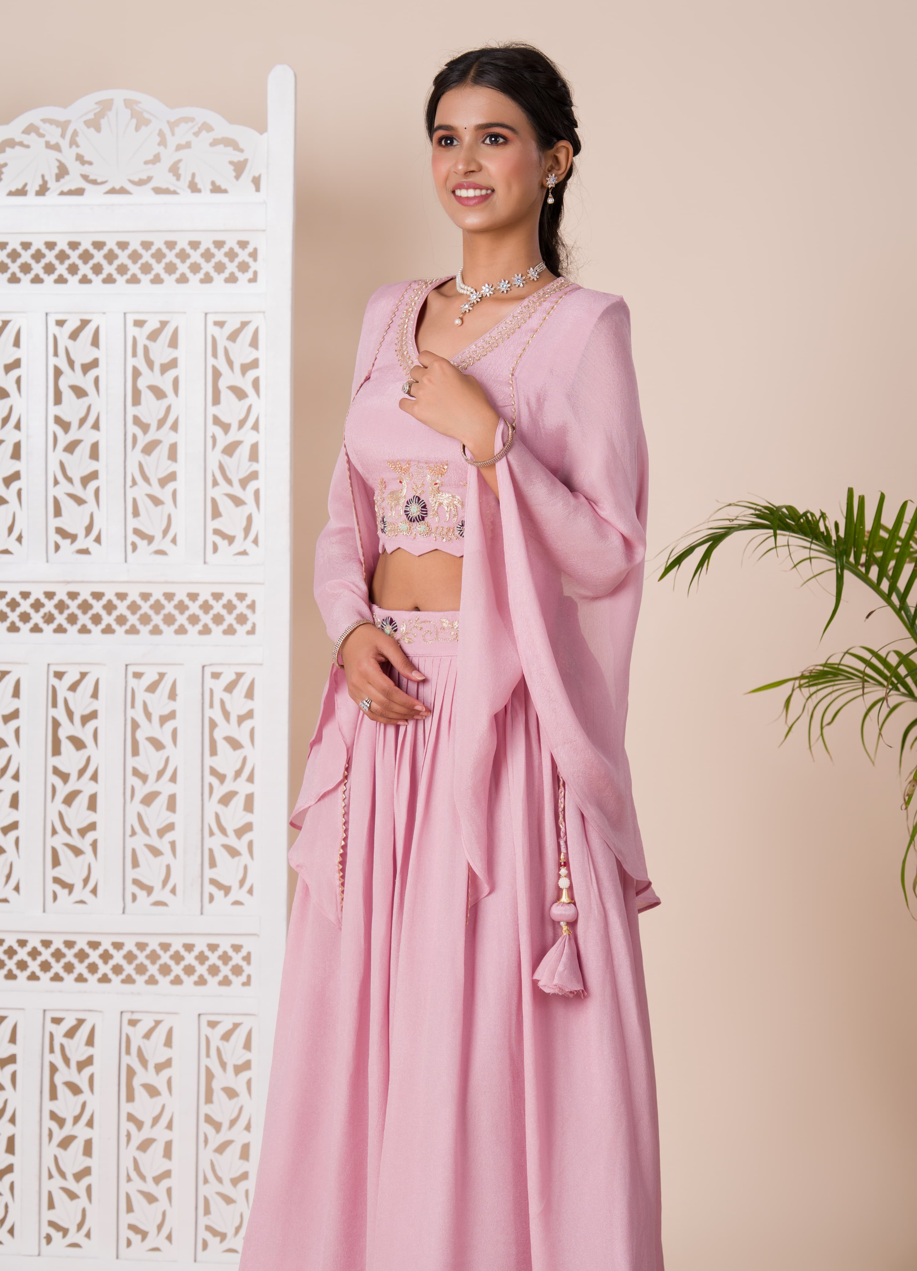 KcPc New Crap Silk Bollywood Cutdana kashida work indo western Dress MUL