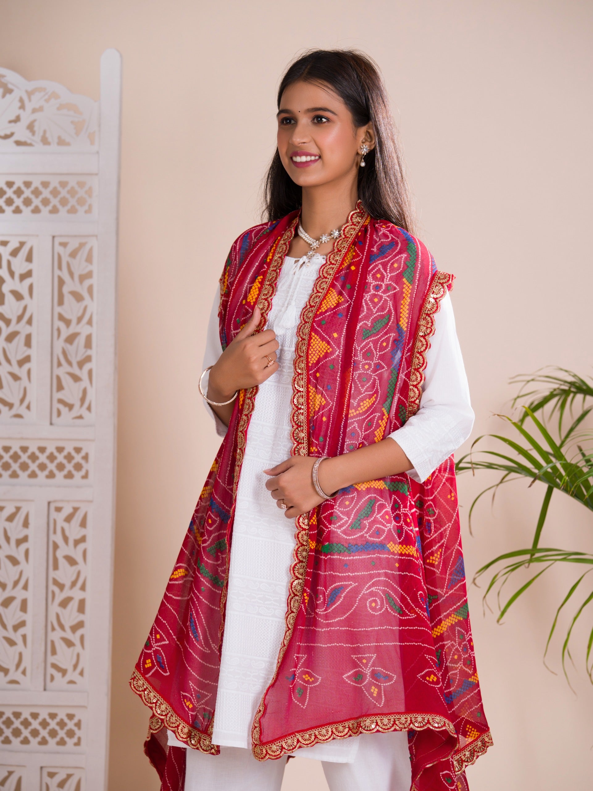 KcPc New Georgette Bandhani Shrug Dupatta