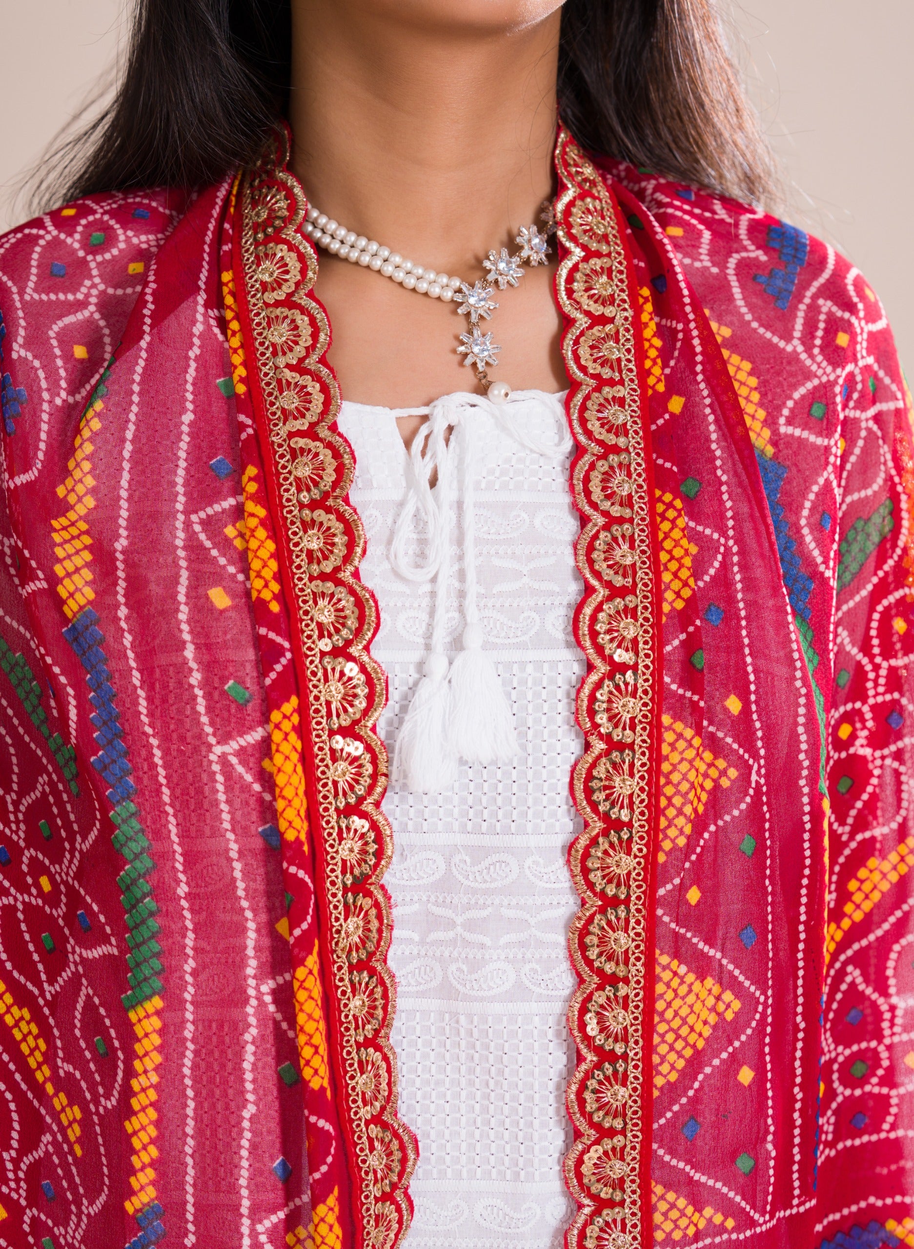 KcPc New Georgette Bandhani Shrug Dupatta