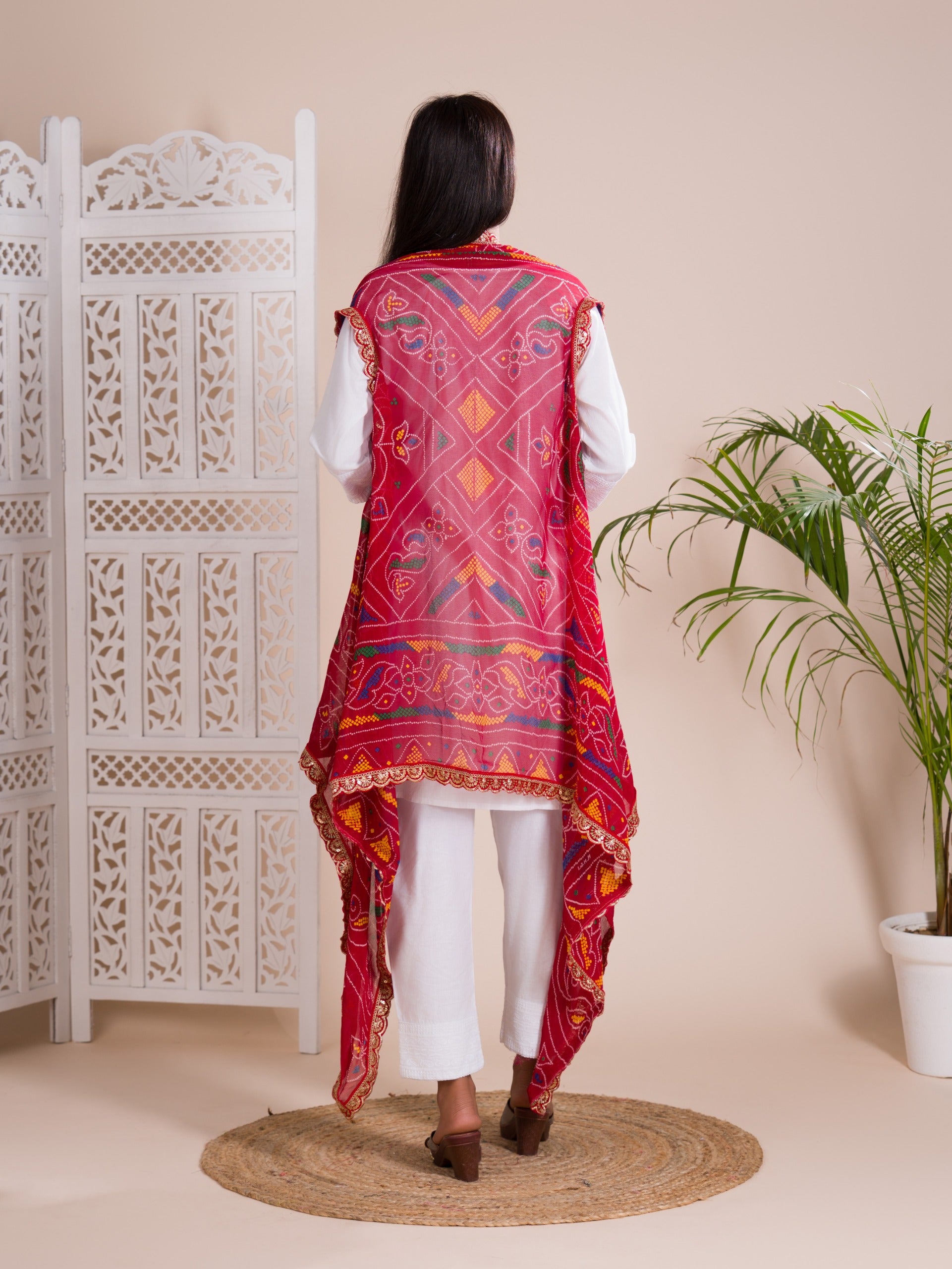 KcPc New Georgette Bandhani Shrug Dupatta