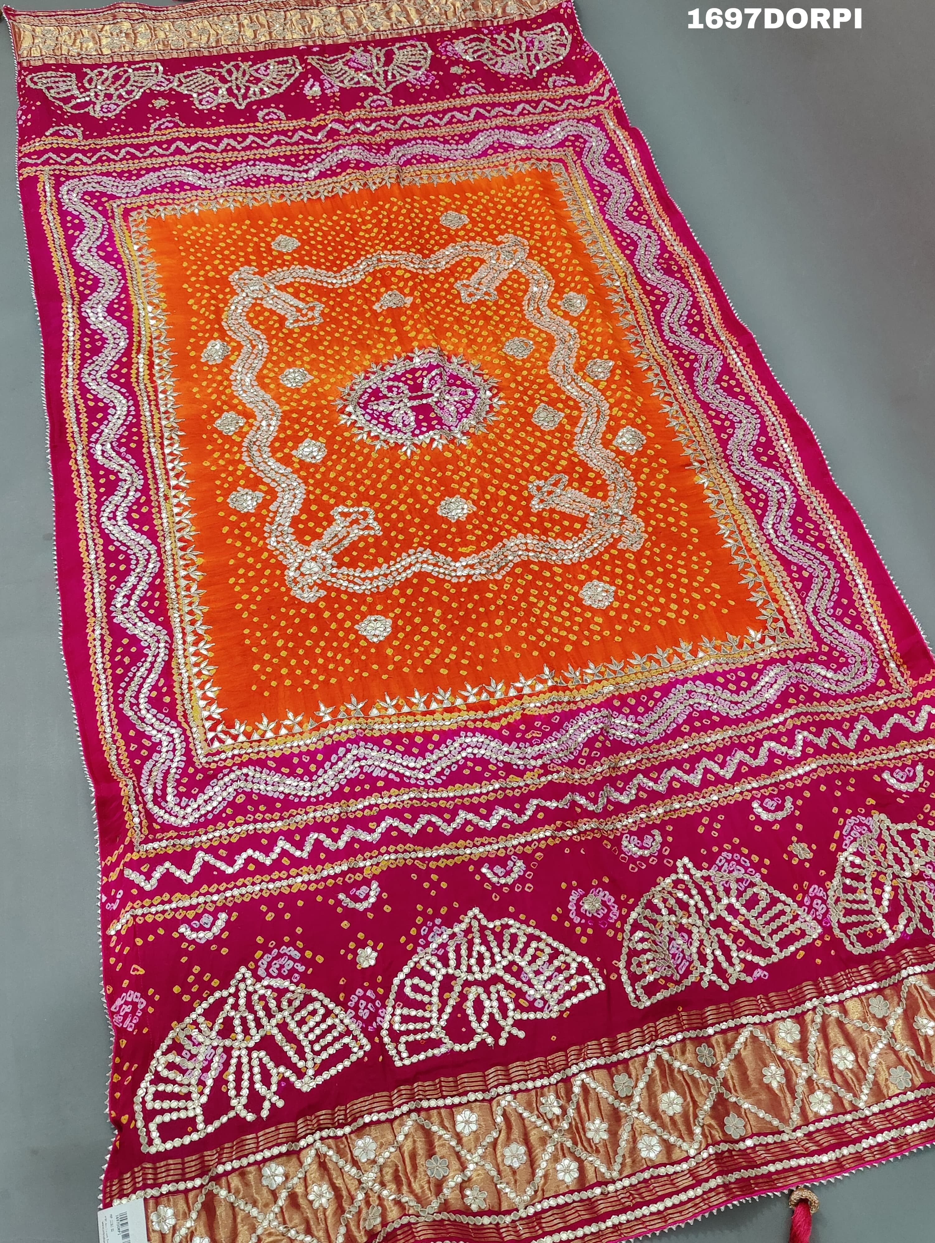 KcPc New Latest Designer Gaji Silk Bandhani Ghatchola Gotapatti Work DupattaSATISH