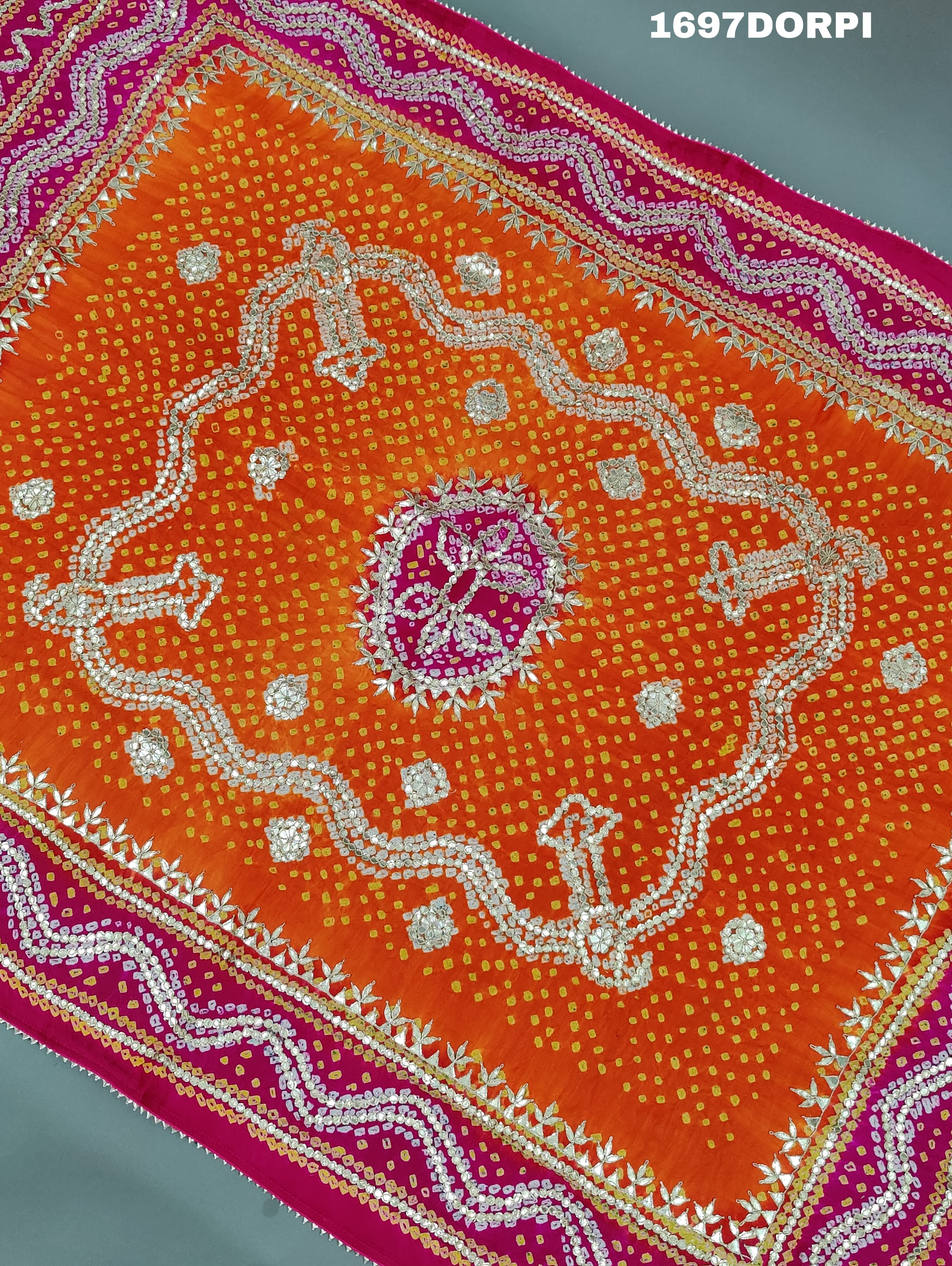 KcPc New Latest Designer Gaji Silk Bandhani Ghatchola Gotapatti Work DupattaSATISH