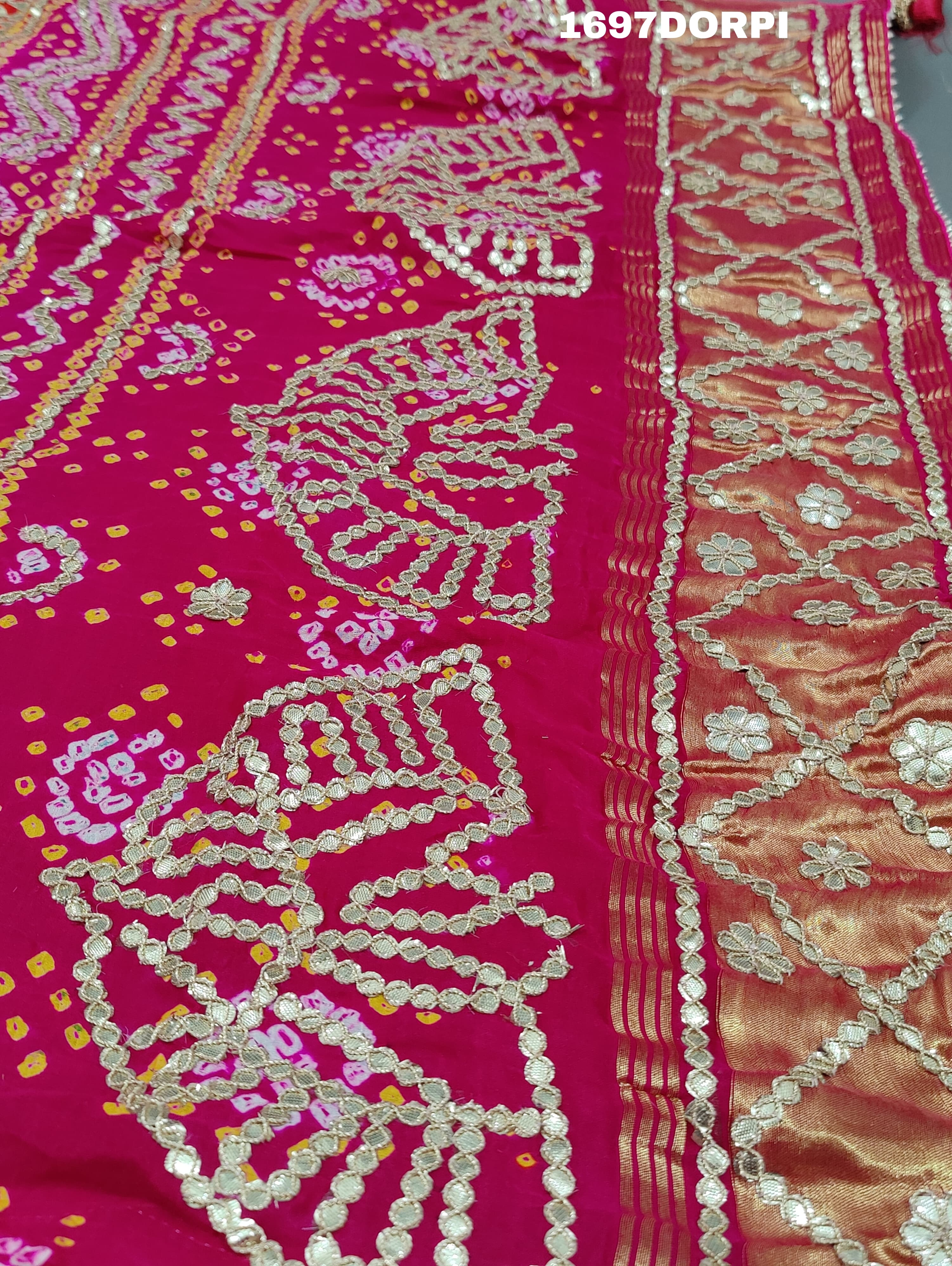 KcPc New Latest Designer Gaji Silk Bandhani Ghatchola Gotapatti Work DupattaSATISH