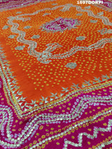 KcPc New Latest Designer Gaji Silk Bandhani Ghatchola Gotapatti Work DupattaSATISH