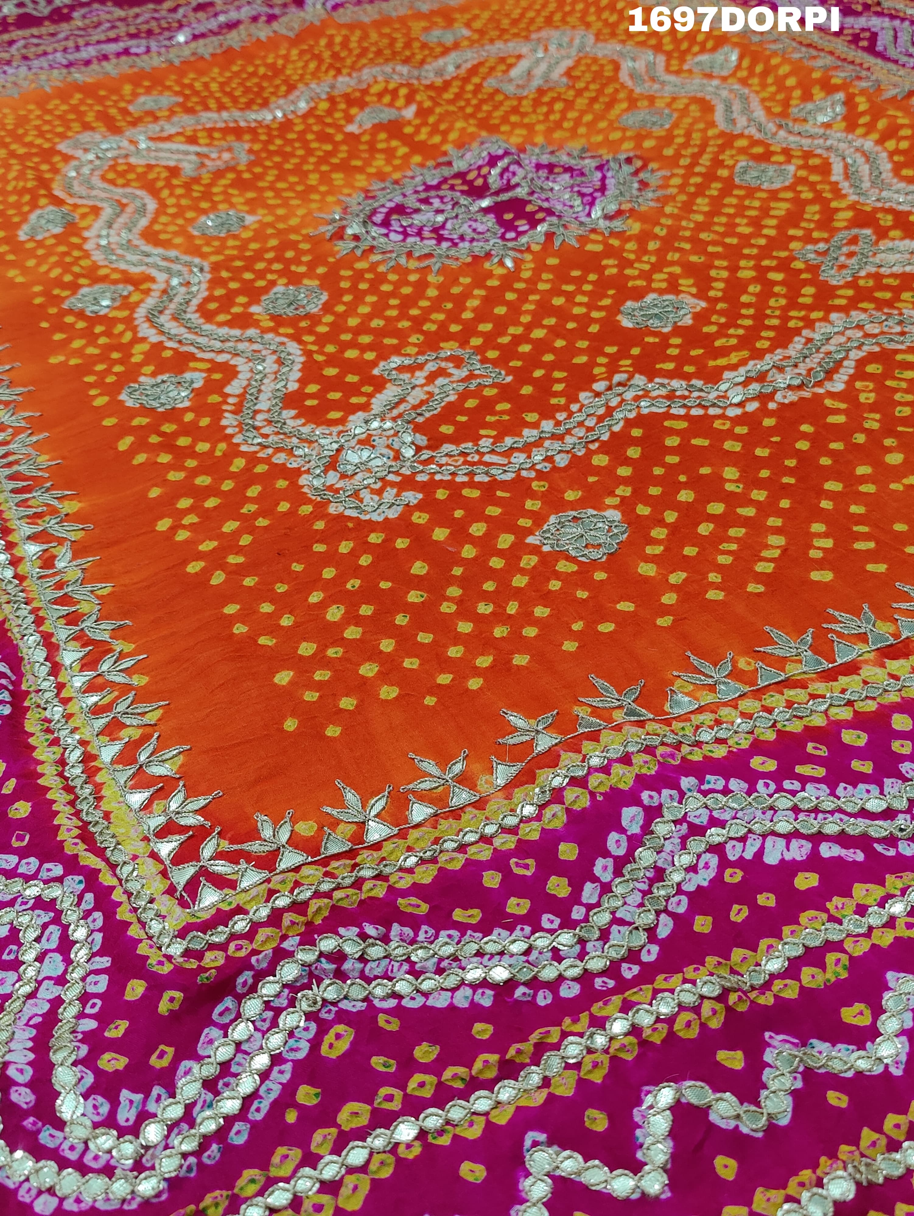 KcPc New Latest Designer Gaji Silk Bandhani Ghatchola Gotapatti Work DupattaSATISH
