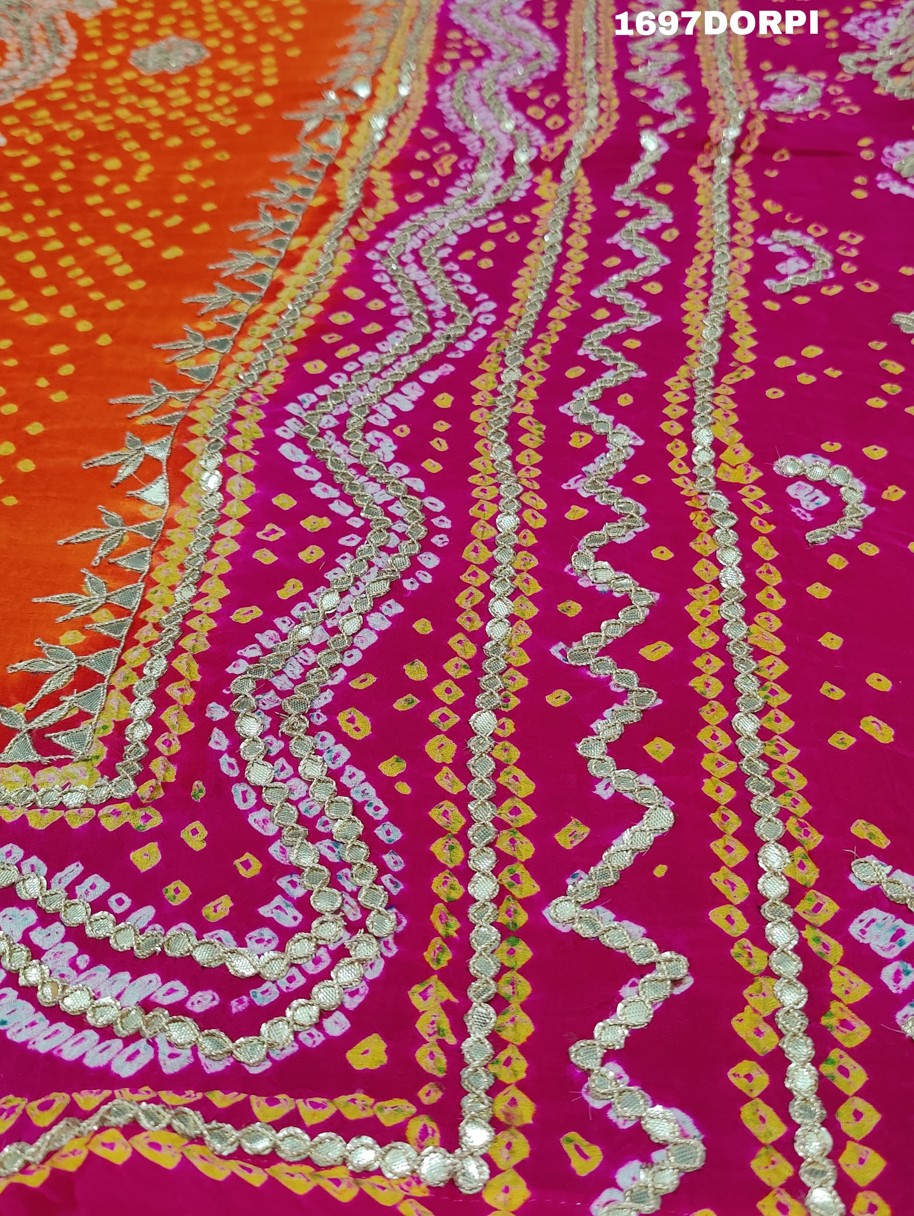 KcPc New Latest Designer Gaji Silk Bandhani Ghatchola Gotapatti Work DupattaSATISH