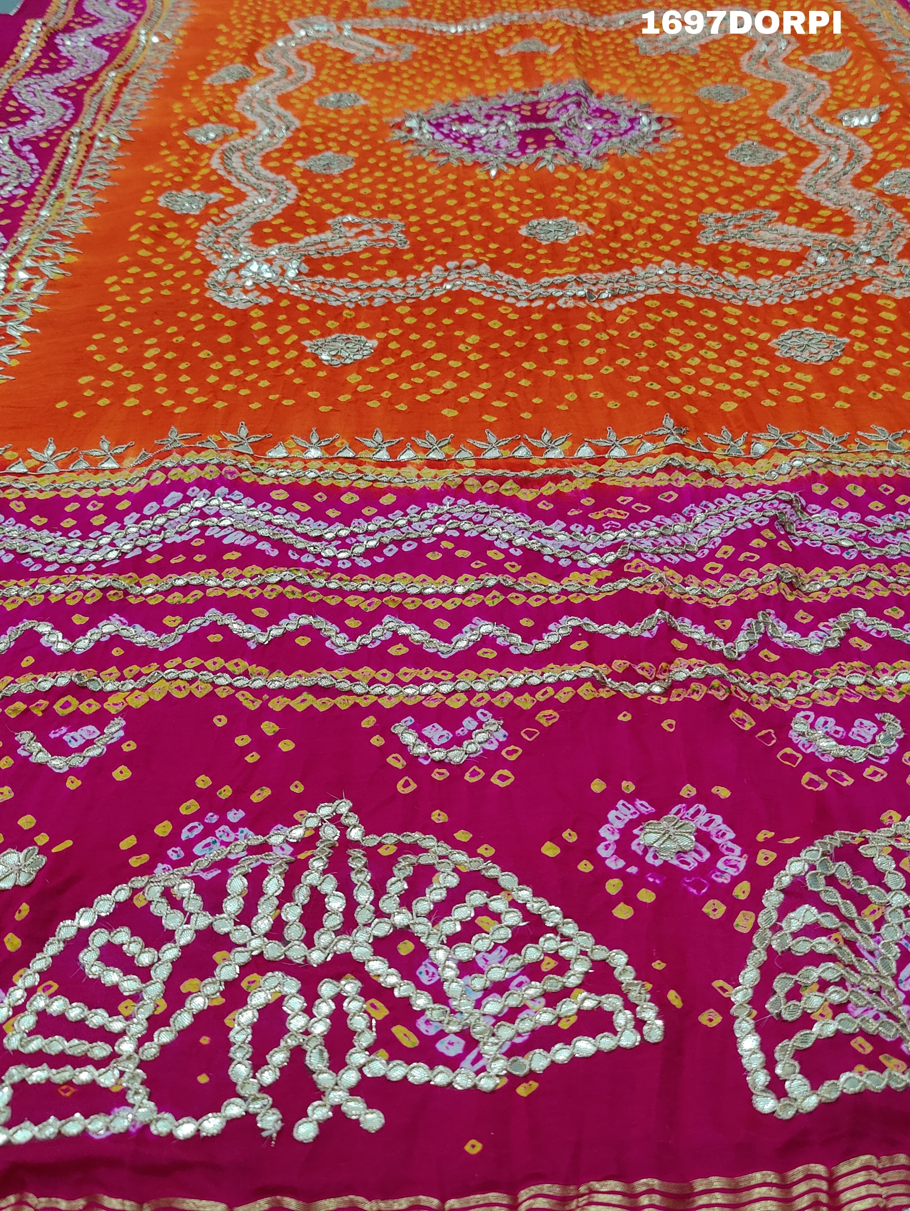 KcPc New Latest Designer Gaji Silk Bandhani Ghatchola Gotapatti Work DupattaSATISH