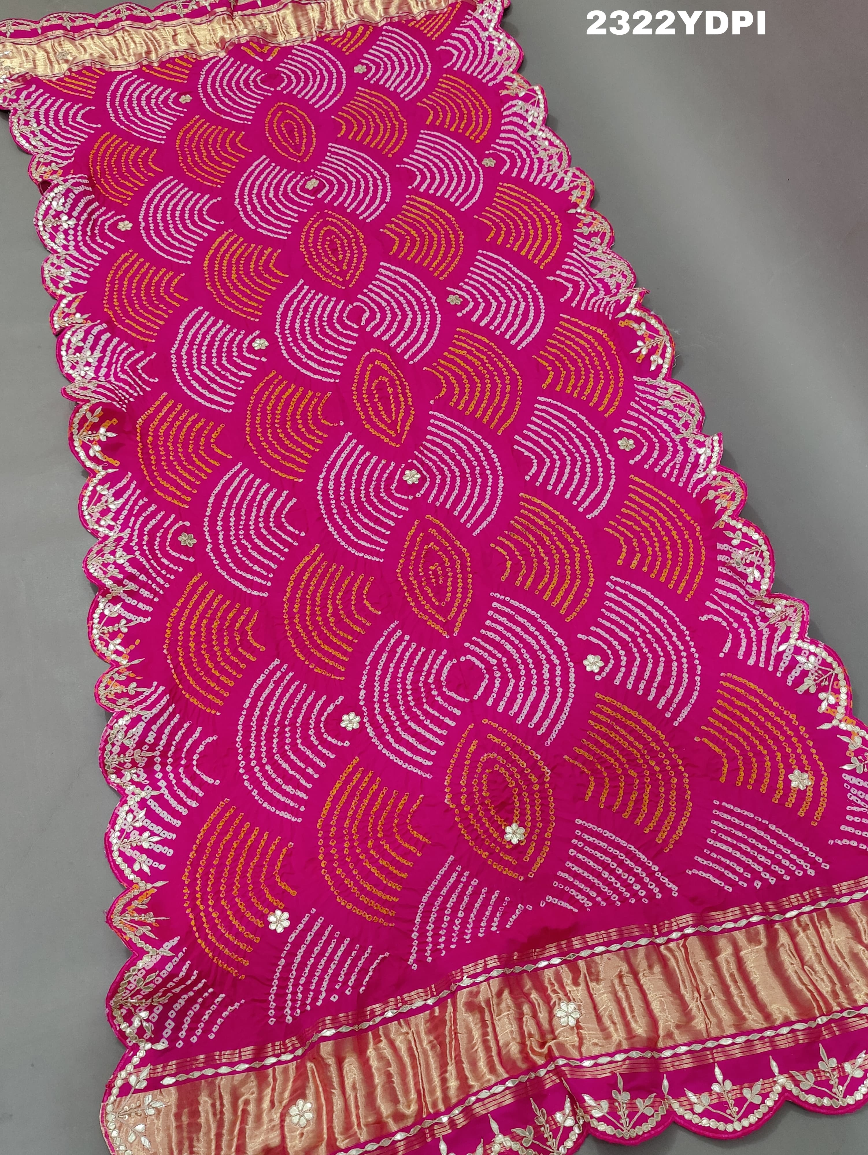 KcPc Beautiful Gaji Silk Bandhani Style Gotapatti Work Dupatta SATIS