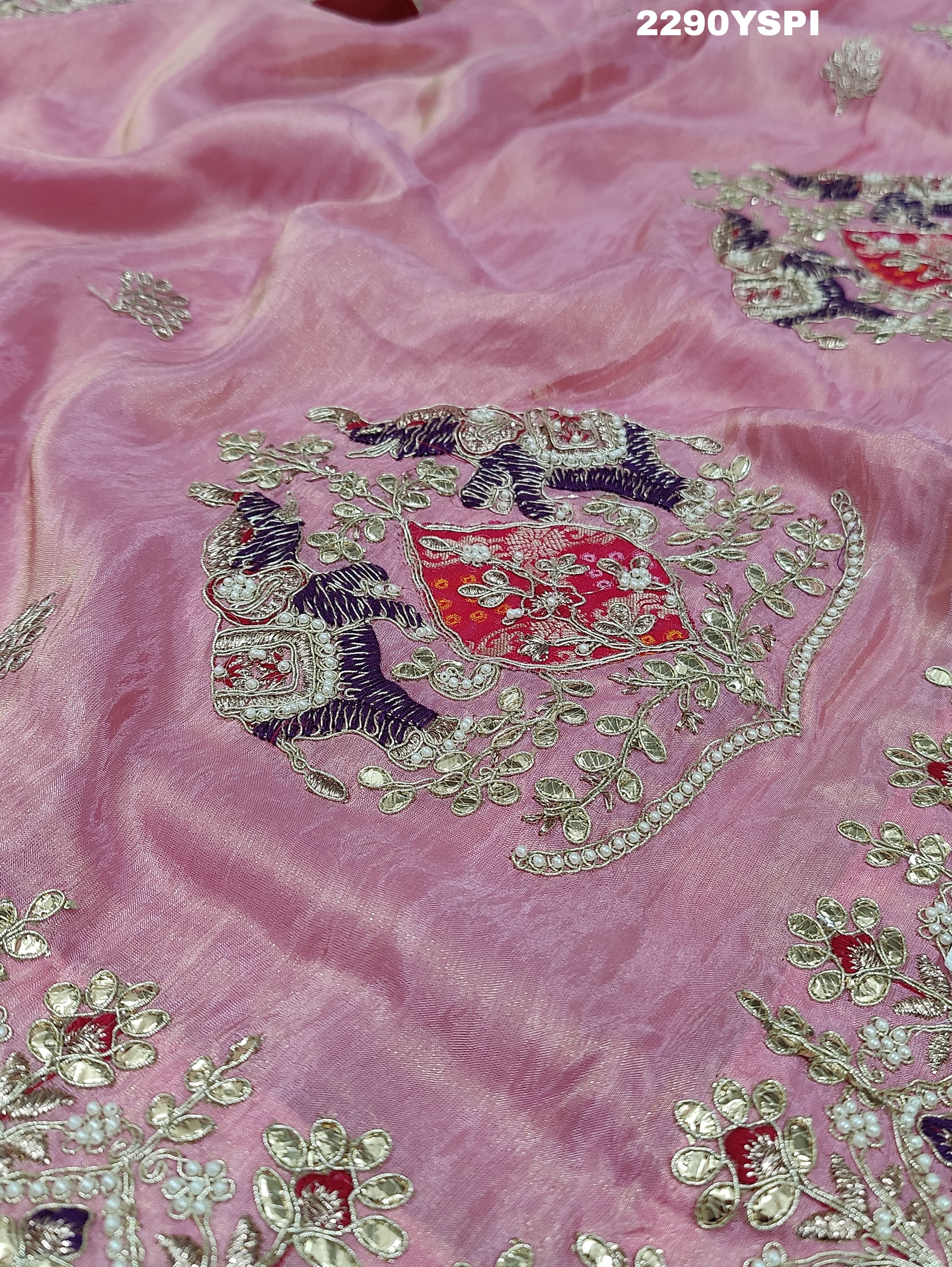 KcPc New Chinon Silk Designer Style With embroidery Gotapatti Work Saree PAL