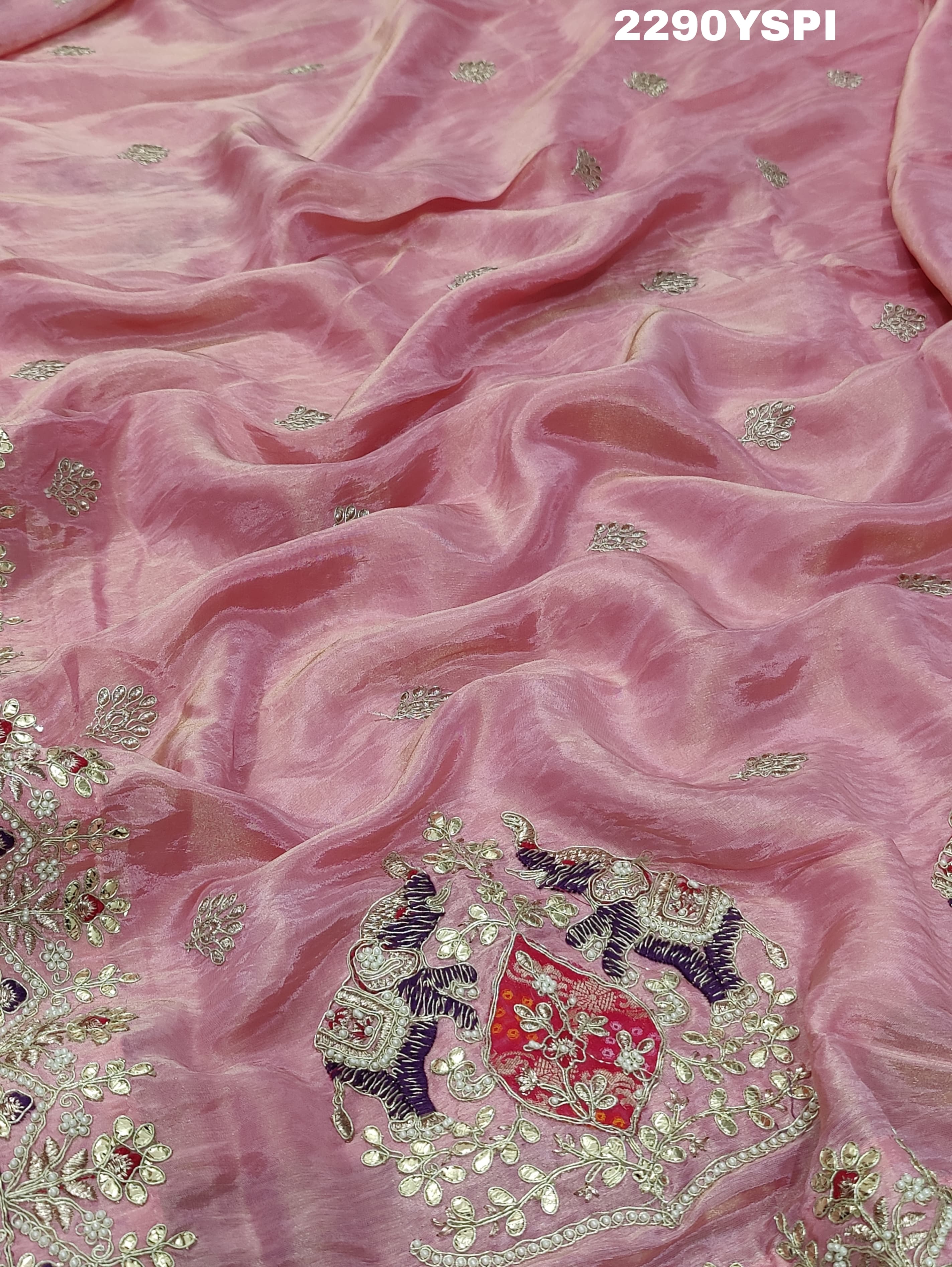 KcPc New Chinon Silk Designer Style With embroidery Gotapatti Work Saree PAL