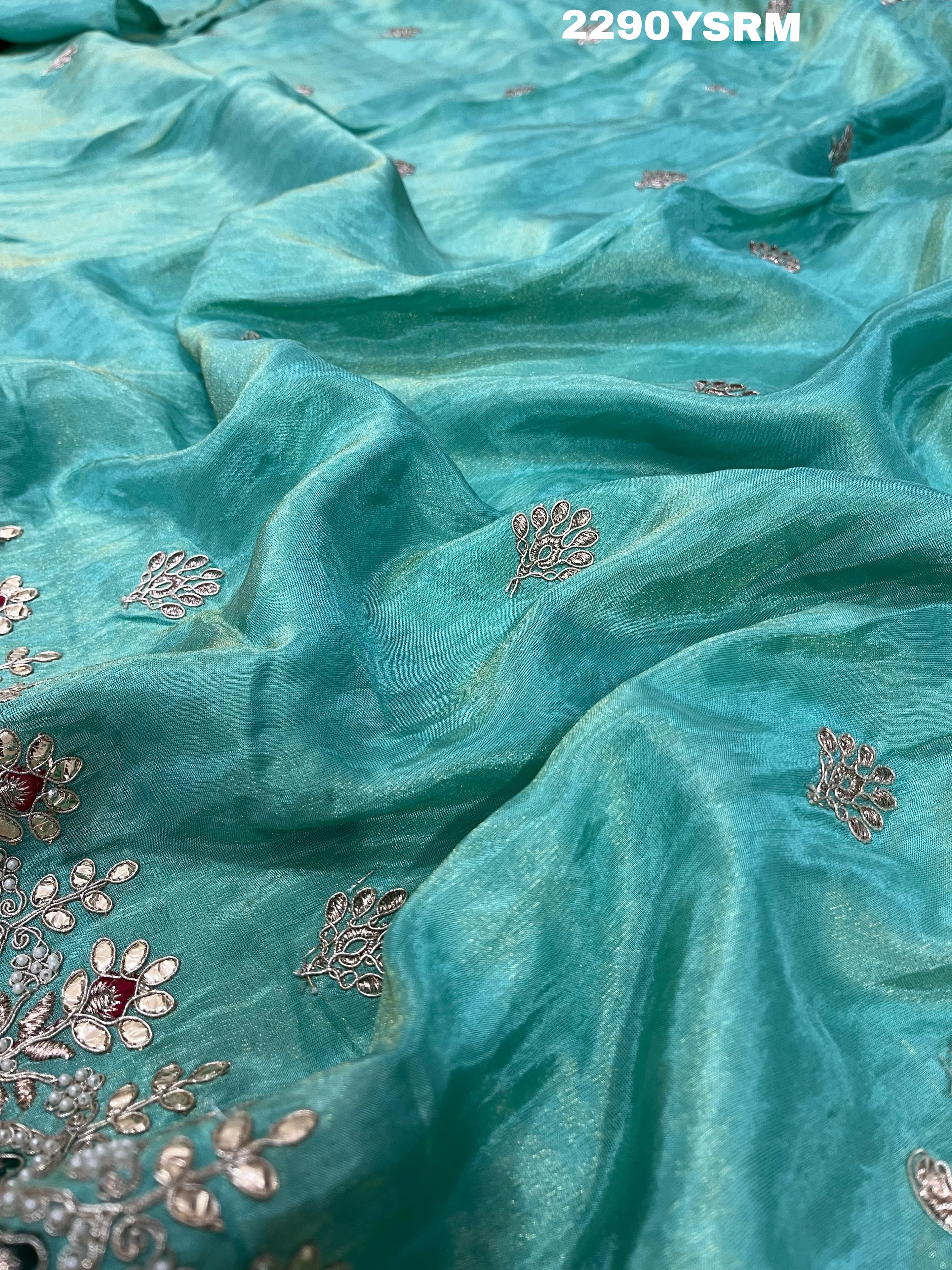KcPc New Latest Chinon Silk Designer Style With embroidery Gotapatti Work Saree PAL