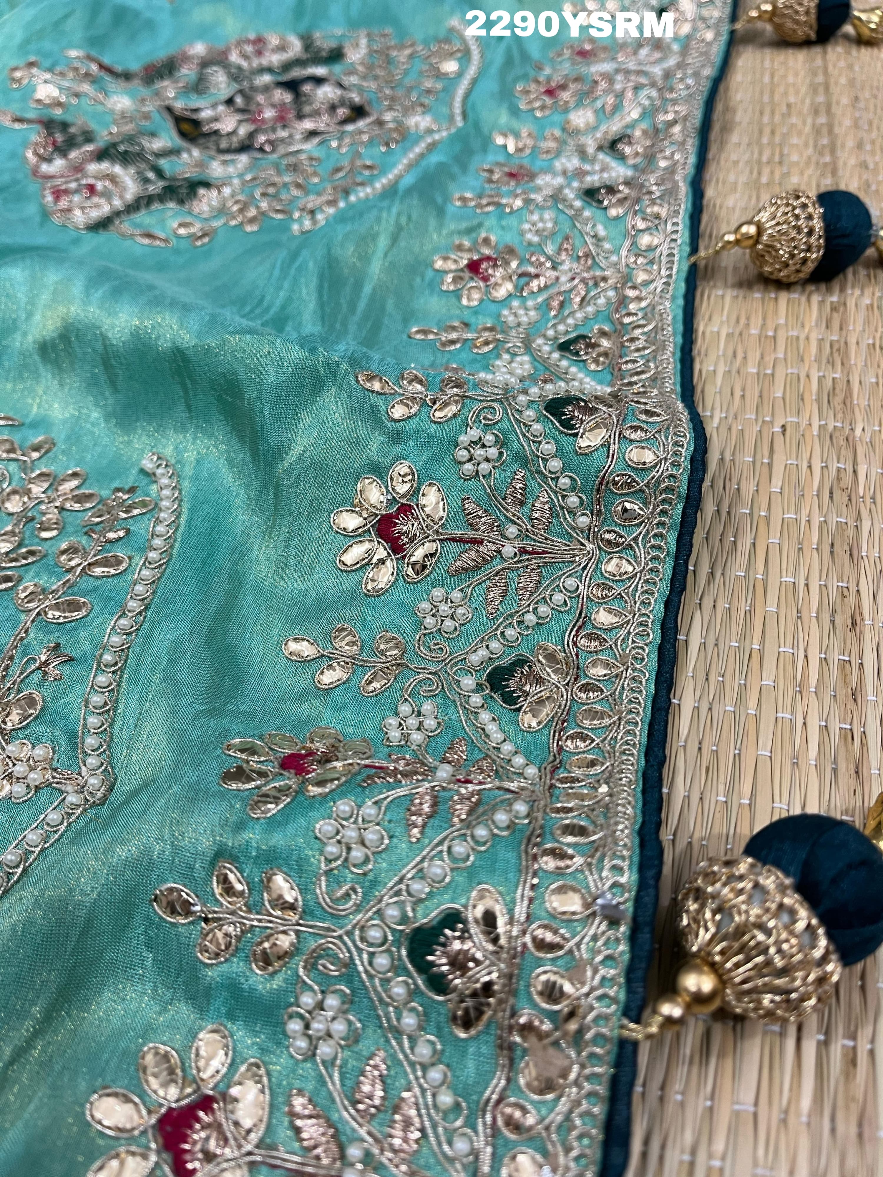 KcPc New Latest Chinon Silk Designer Style With embroidery Gotapatti Work Saree PAL
