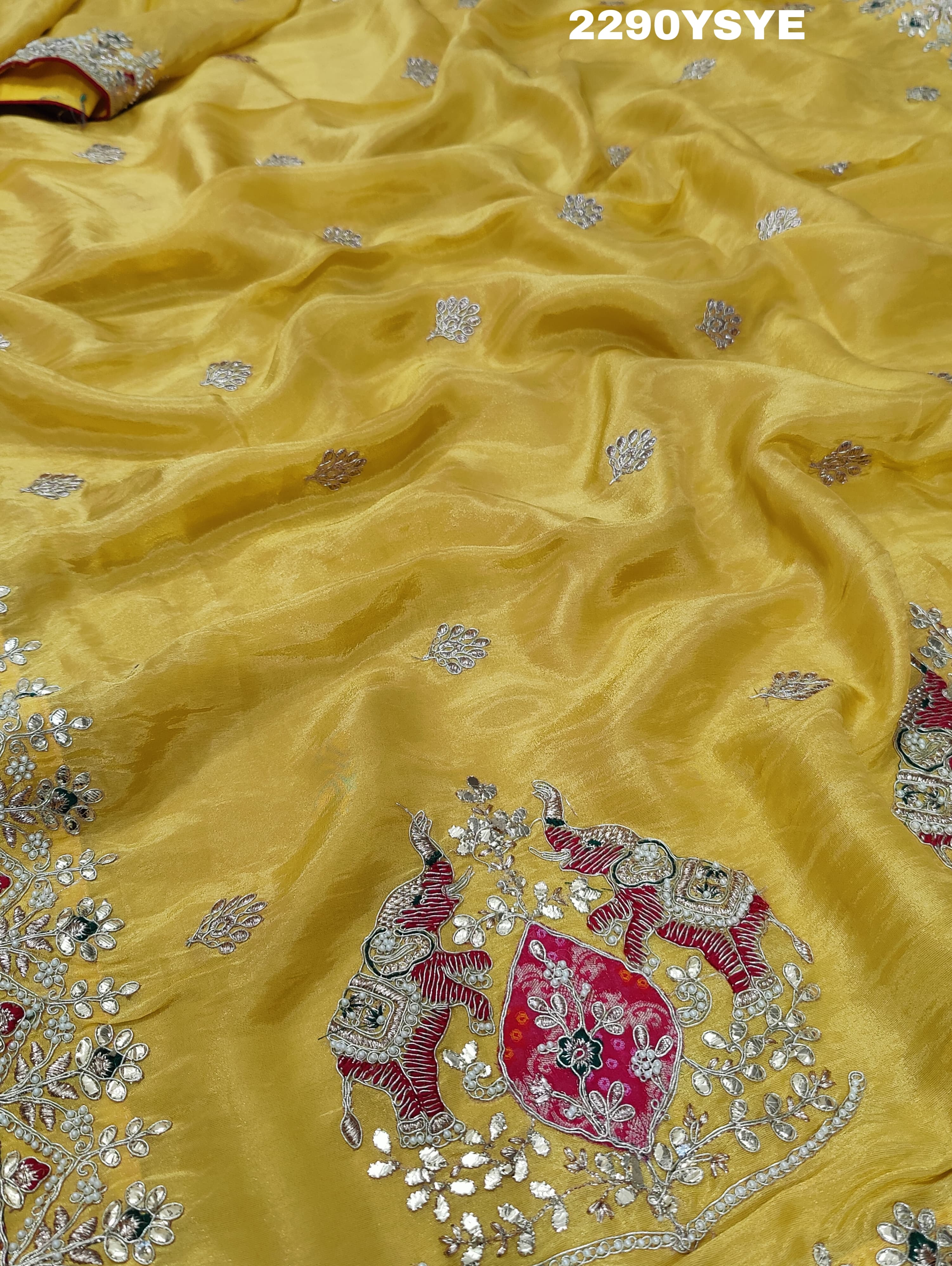 KcPc New Special Chinon Silk Designer Style With embroidery Gotapatti Work Saree PAL