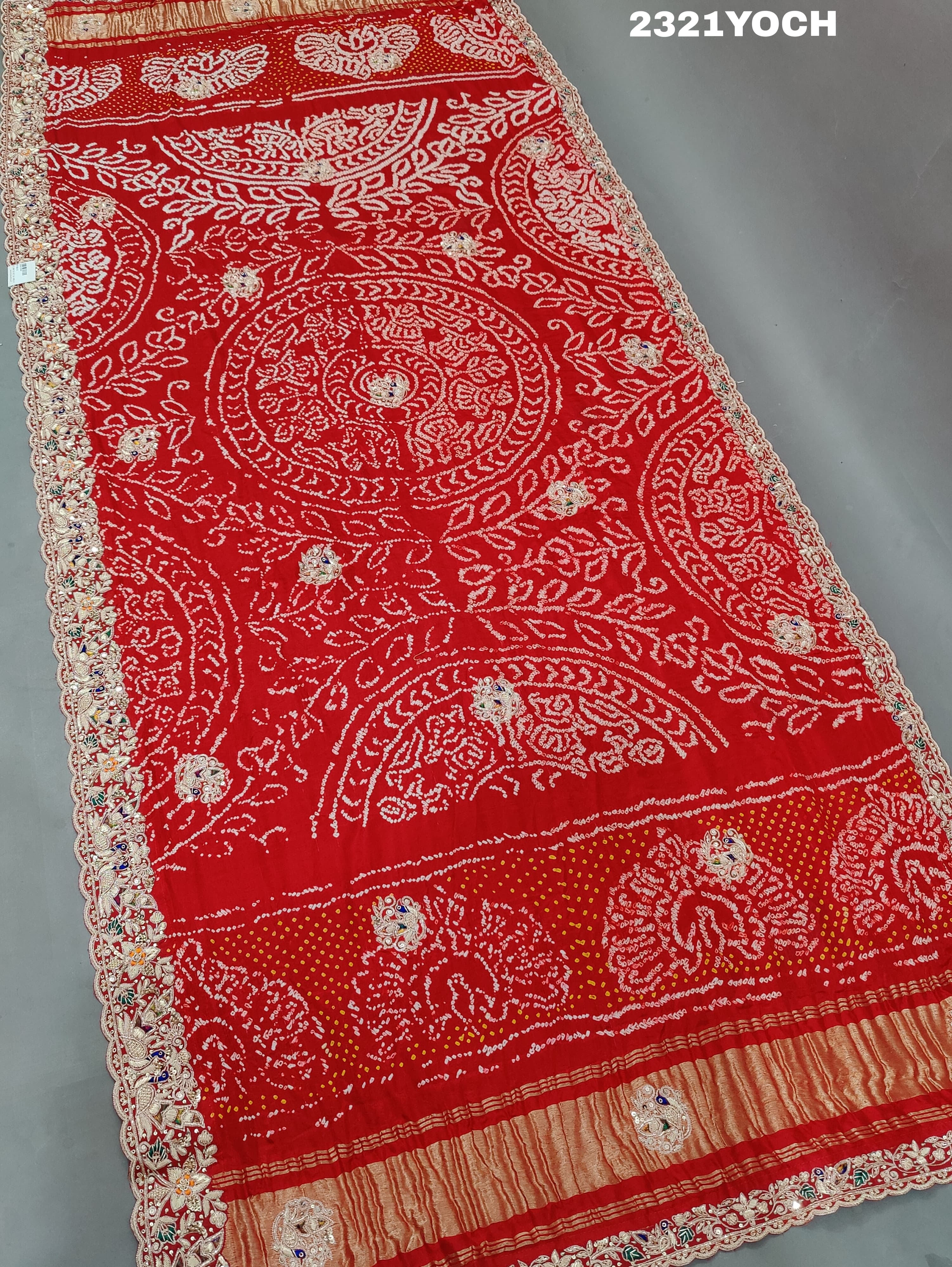 KcPc New Rajasthani Gaji Silk Bandhani Style WithZardoji Work Chunri MNL