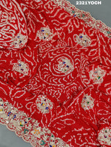 KcPc New Rajasthani Gaji Silk Bandhani Style WithZardoji Work Chunri MNL
