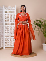 KcPc New Chinon Silk Bollywood White beads workindo western Dress MUL