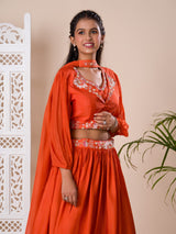 KcPc New Chinon Silk Bollywood White beads workindo western Dress MUL