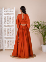 KcPc New Latest Georgette Fabric Cutdana kashida work indo western Dress MUL