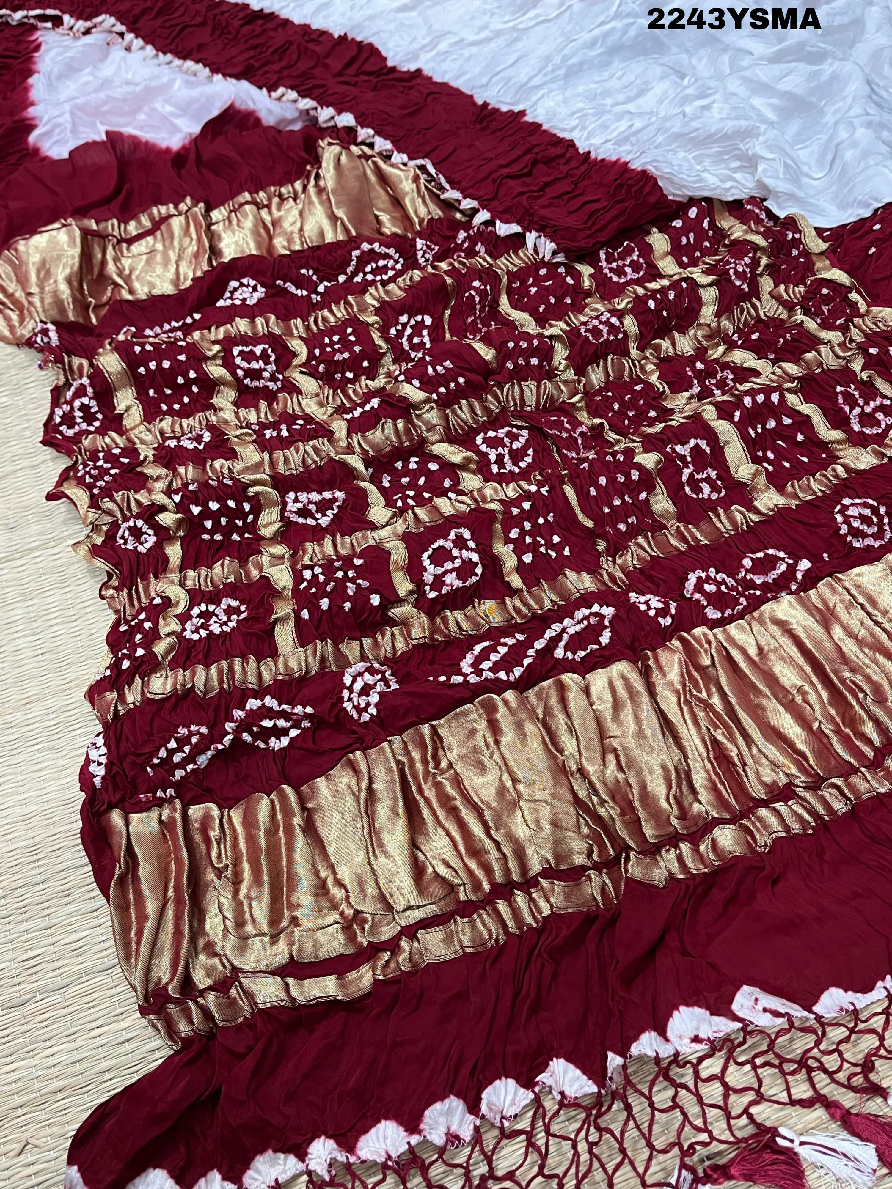 By New Latest Gaji Silk Bandhani Style Wedding Wear Saree
