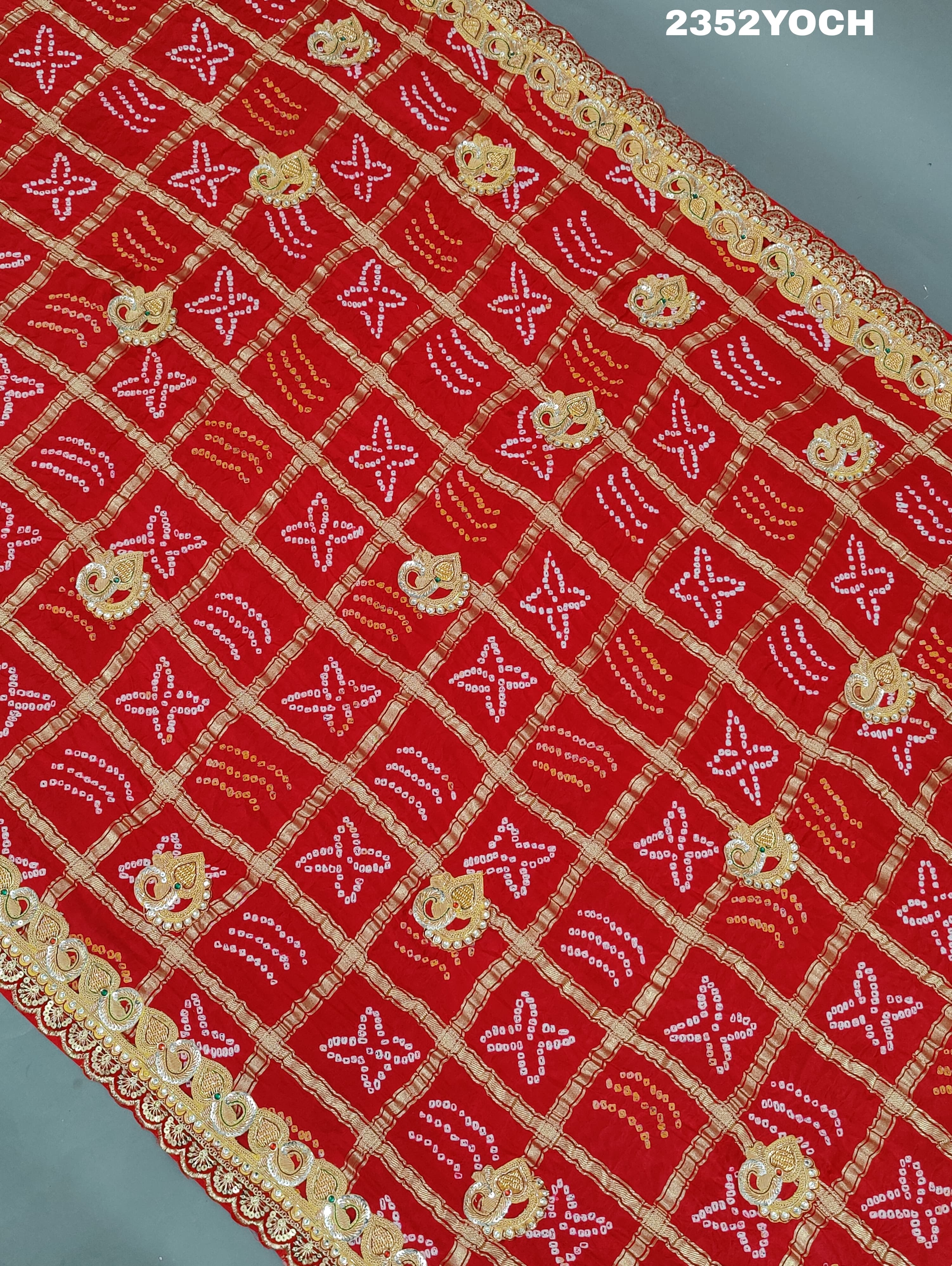 Buy New Premium Bandhani Pila Chunri Bel Buti Work KcPc