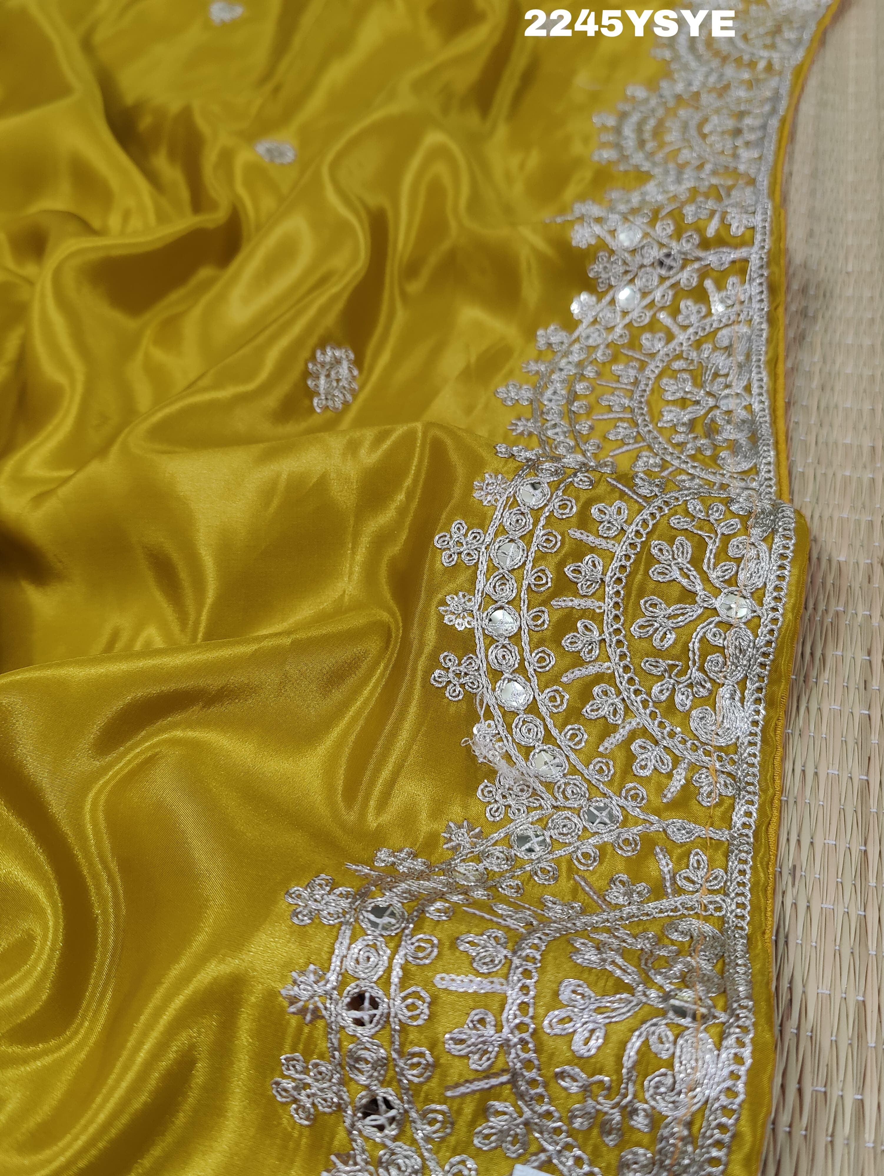 KcPc New Special Pure Crepe silk Bollywood With Foil Gota Zari Work Saree AMT