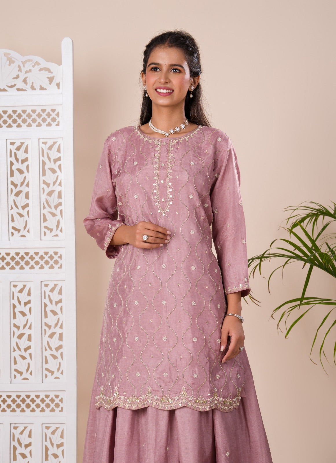 KcPc New Beautiful Munga silk Zardoji work indo western Dress MUL