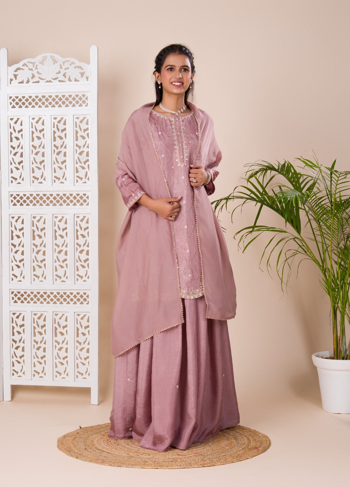 KcPc New Beautiful Munga silk Zardoji work indo western Dress MUL