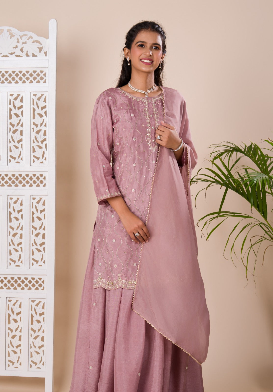 KcPc New Beautiful Munga silk Zardoji work indo western Dress MUL