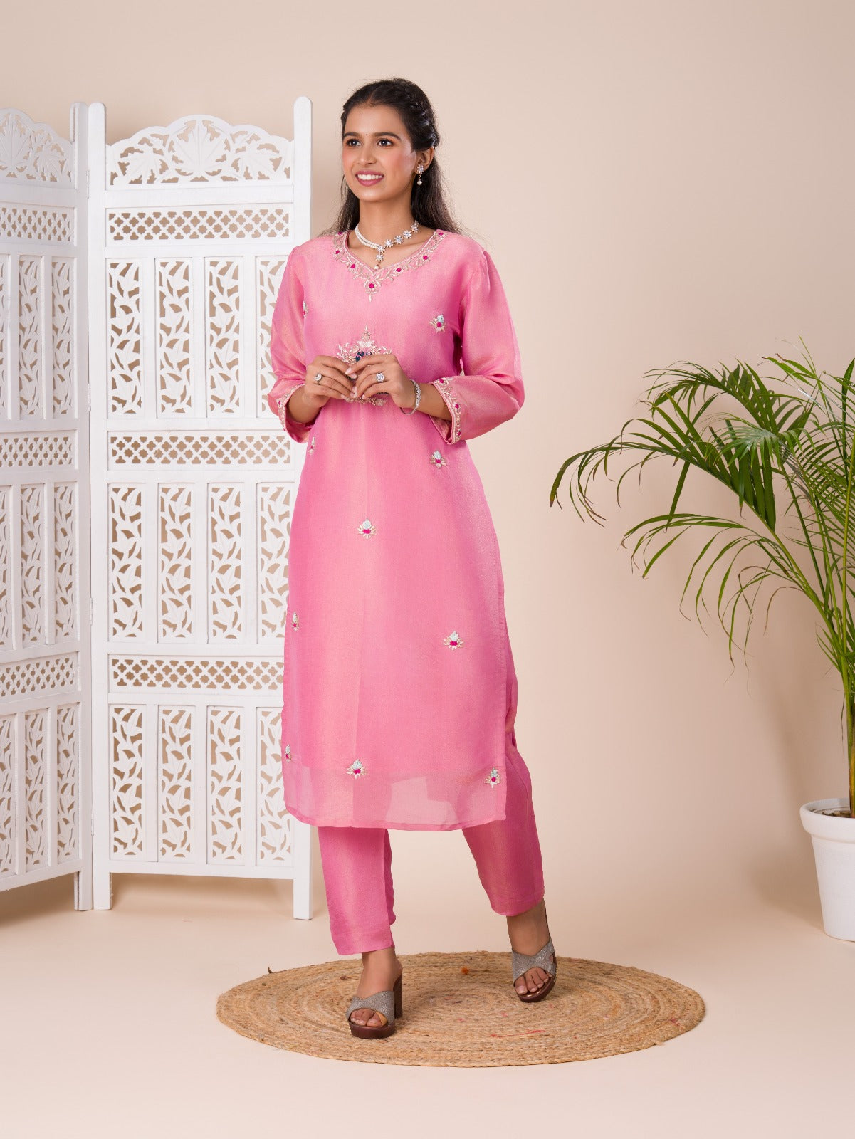 KcPc New Latest Munga silk Zardoji work indo western Dress MUL