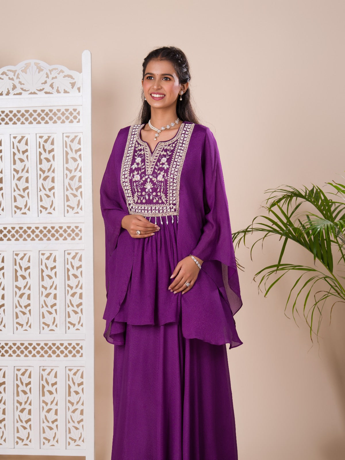 KcPc New Latest Chinon SilkCutdanawork indo western Dress MUL