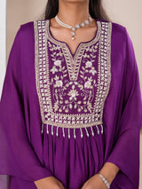 KcPc New Latest Chinon SilkCutdanawork indo western Dress MUL
