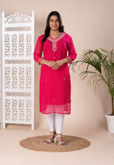 KcPc New Latest Jaipuri Traditional Gotapatti Handwork Long Straight KurtisKML