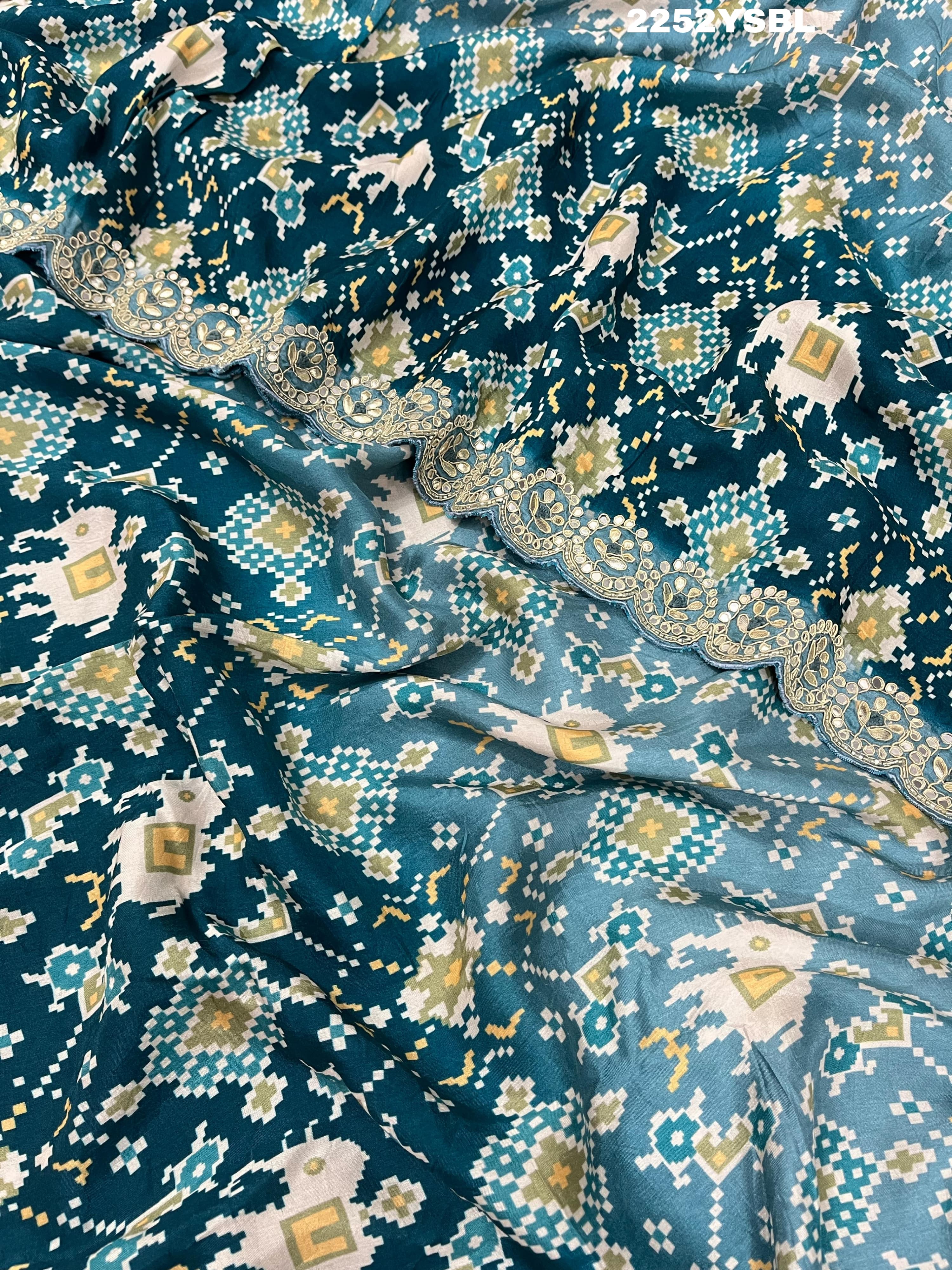 KcPc New Dola Silk Ajrakh Double Shadded Style Saree ANT